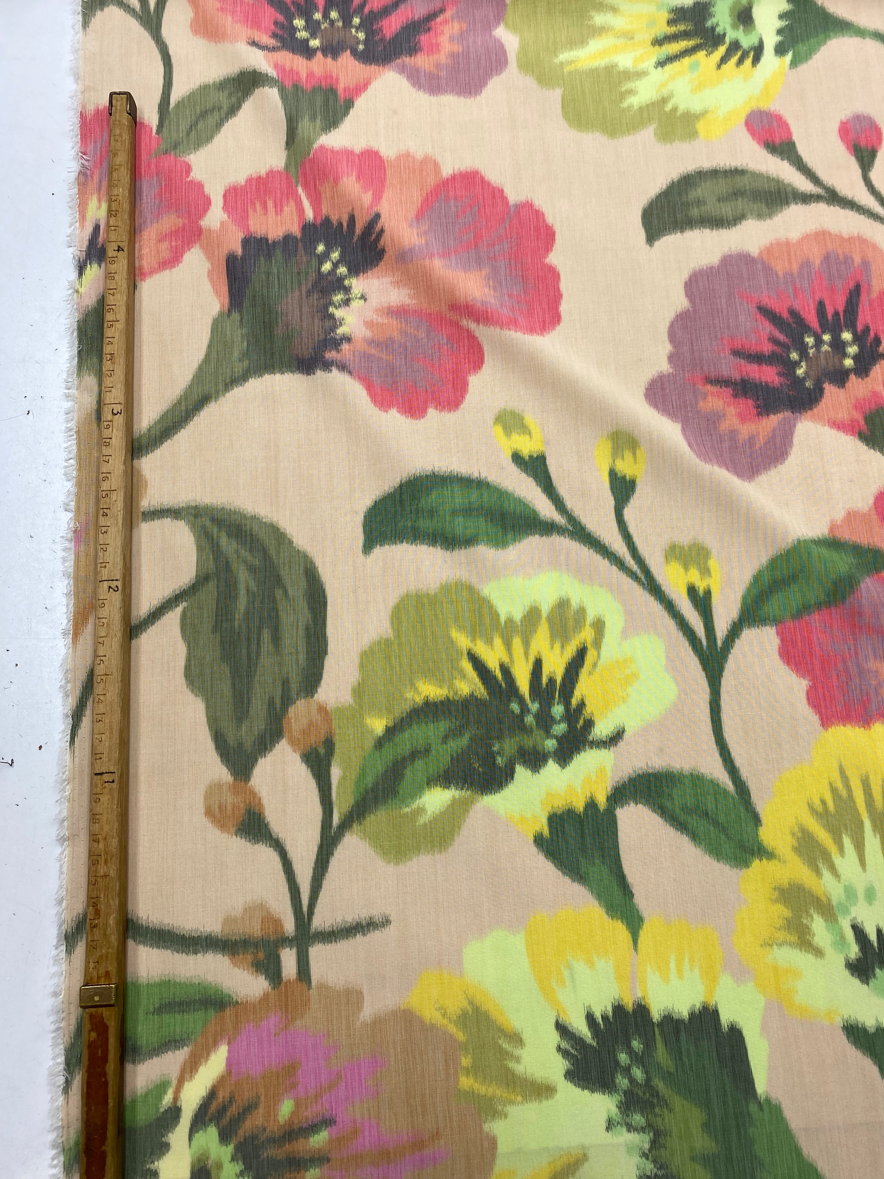 Ikat floral katoen/poly