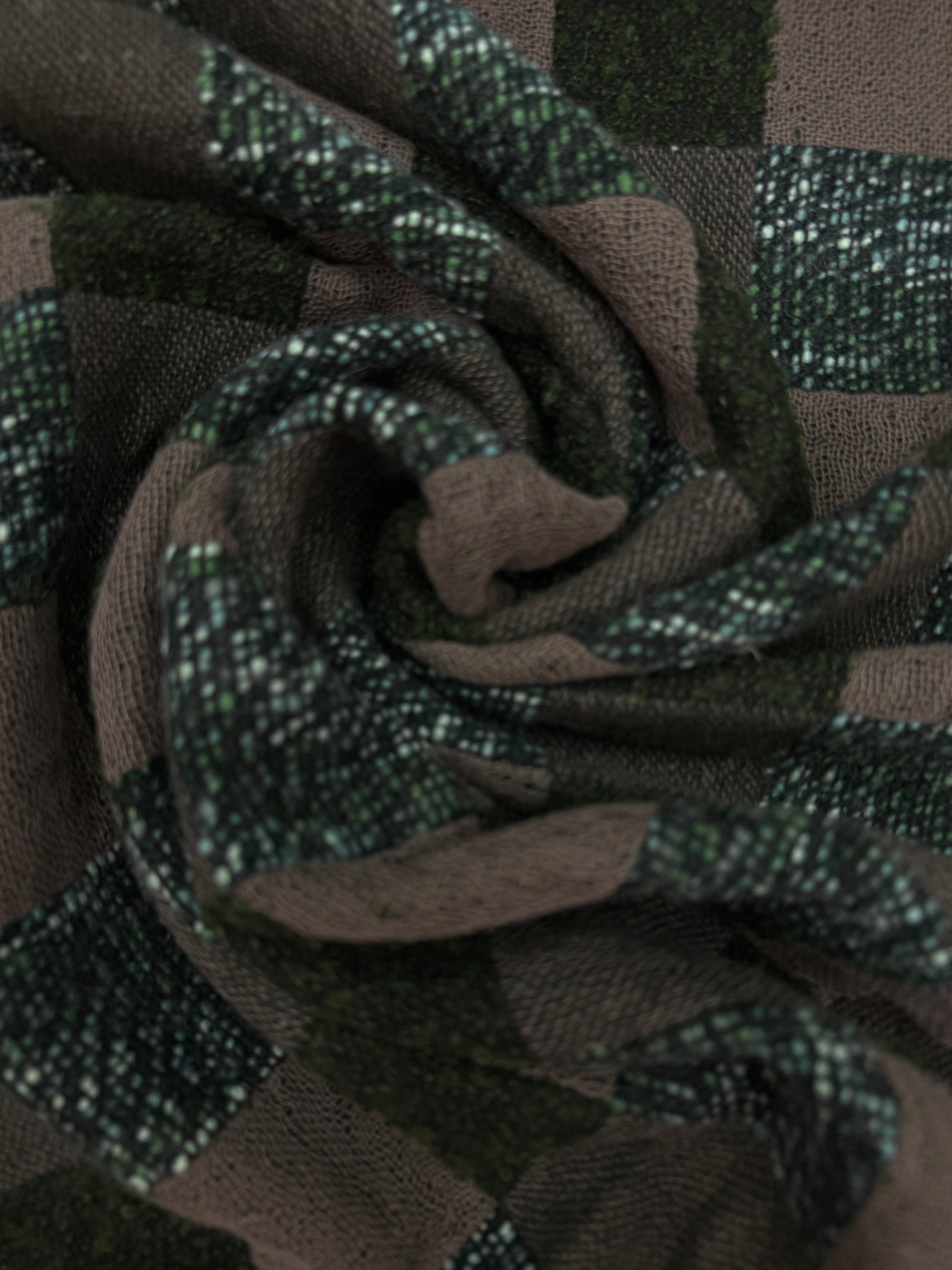 Geblokte wol blend Jacquard groen tinten