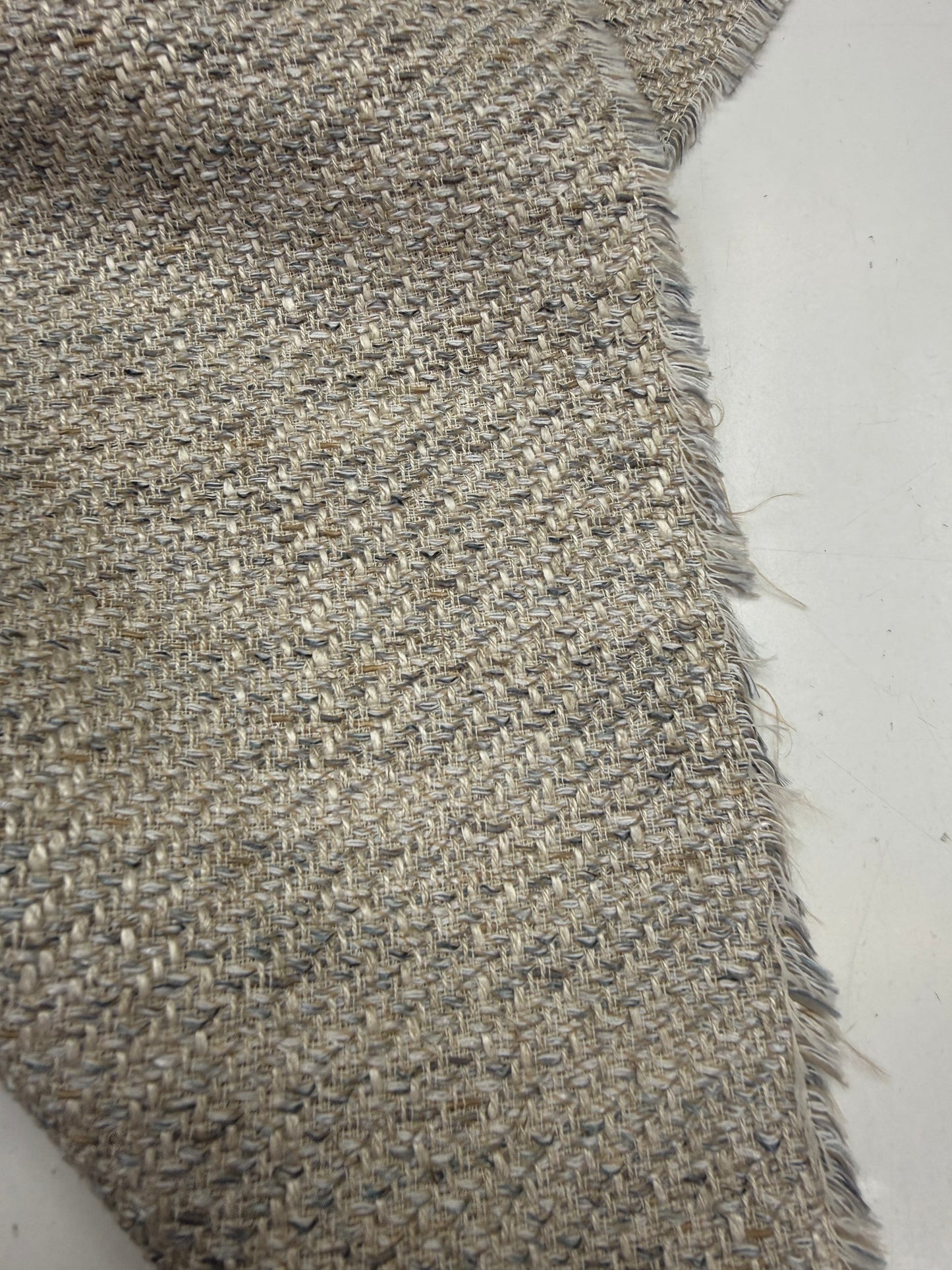 Boucle katoen blauw groen crème