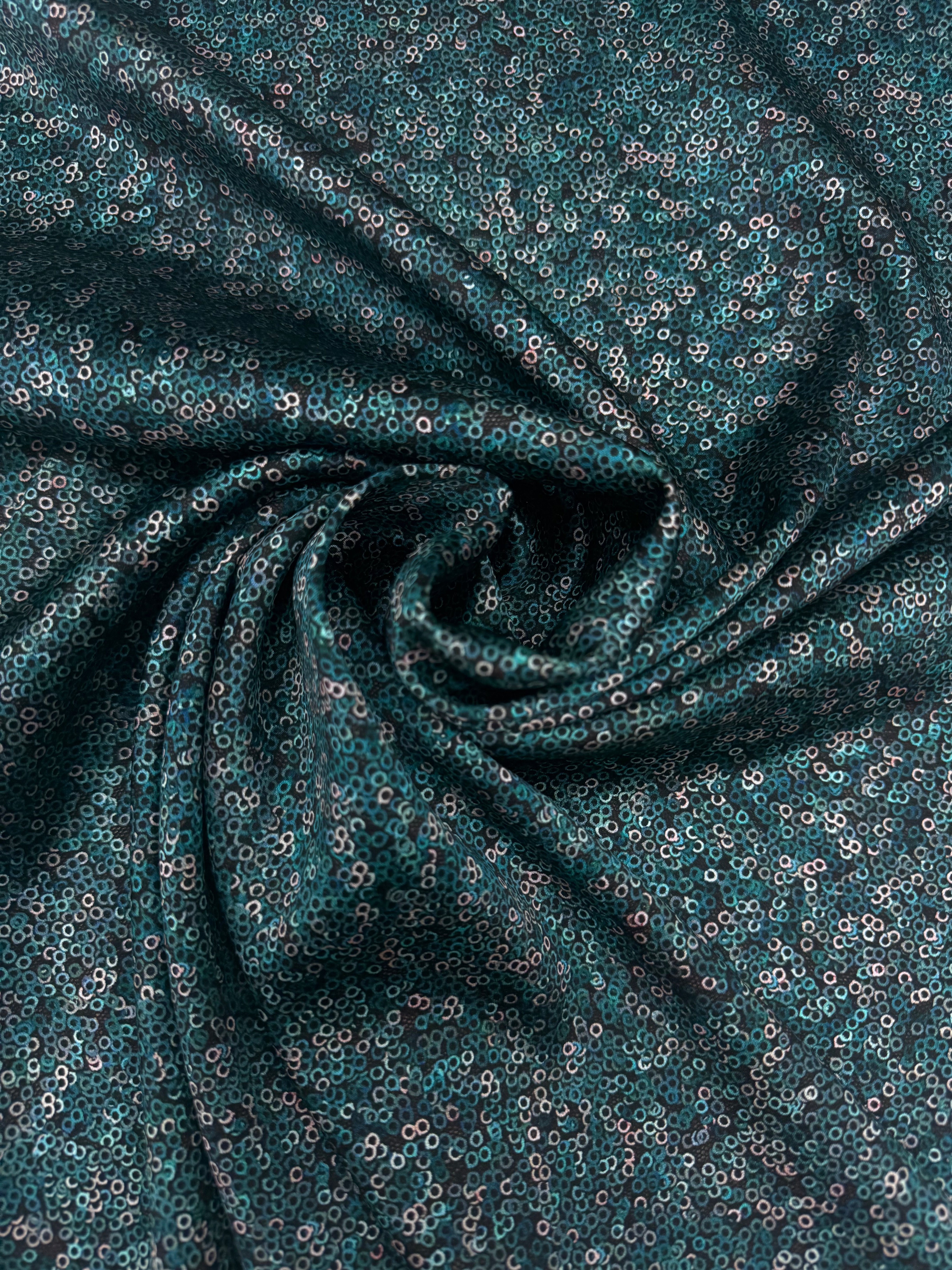 Zijden satijn print stretch pailetten print