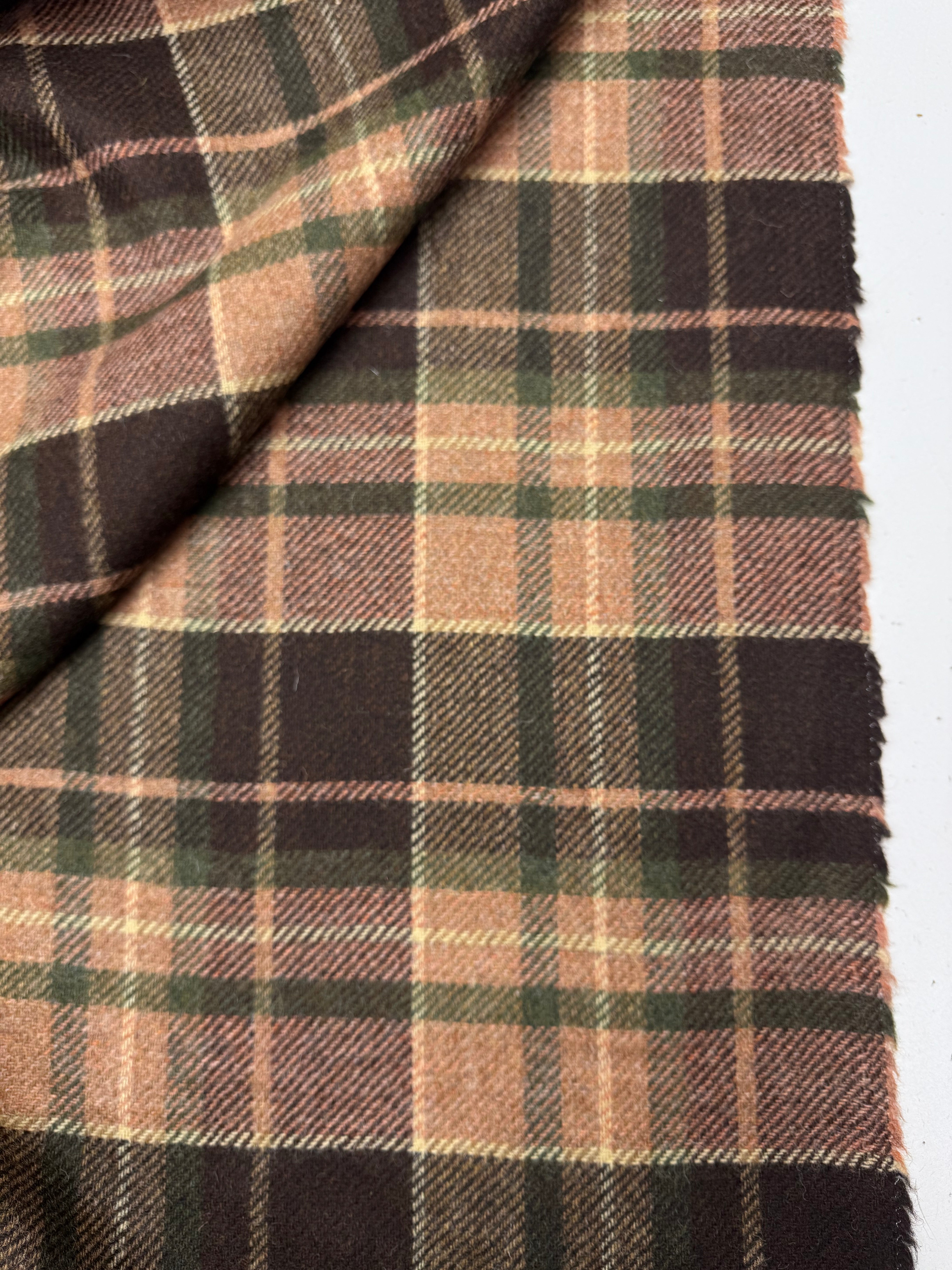 Wool check ochre pink green brown 1..