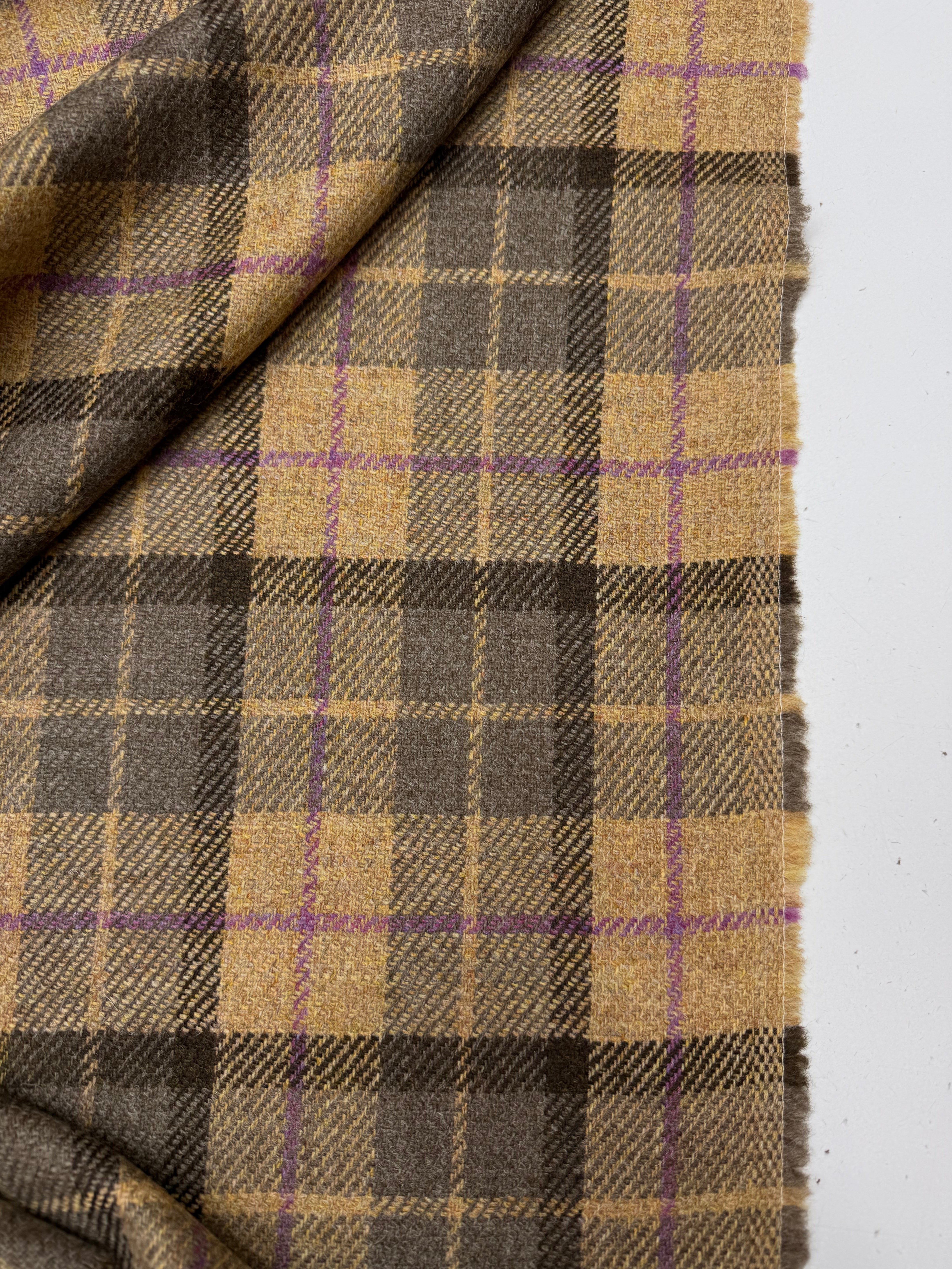 Wool check ochre sand purple brown2. gray