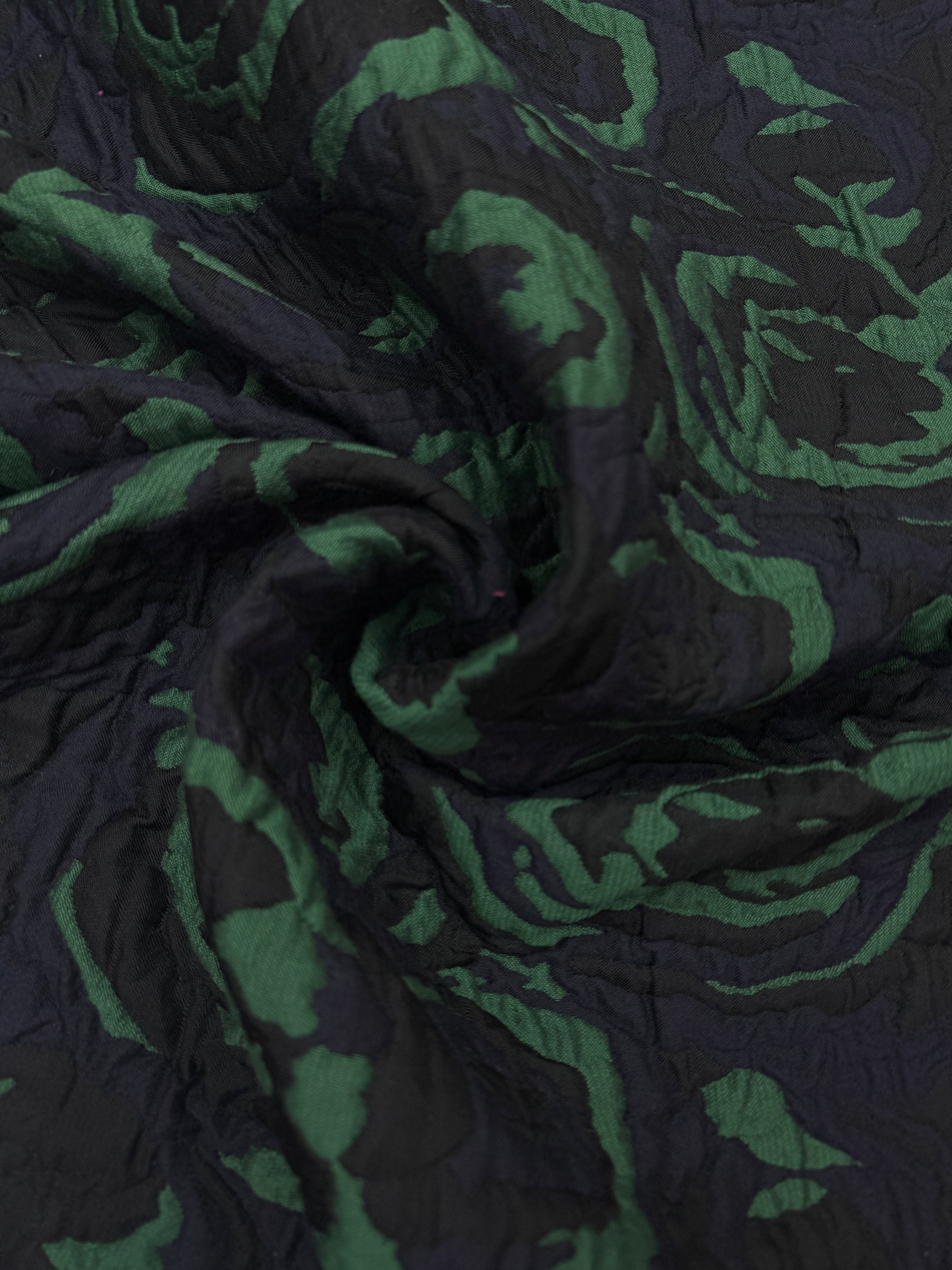 Jacquard 3 d floral blauw groen zwart