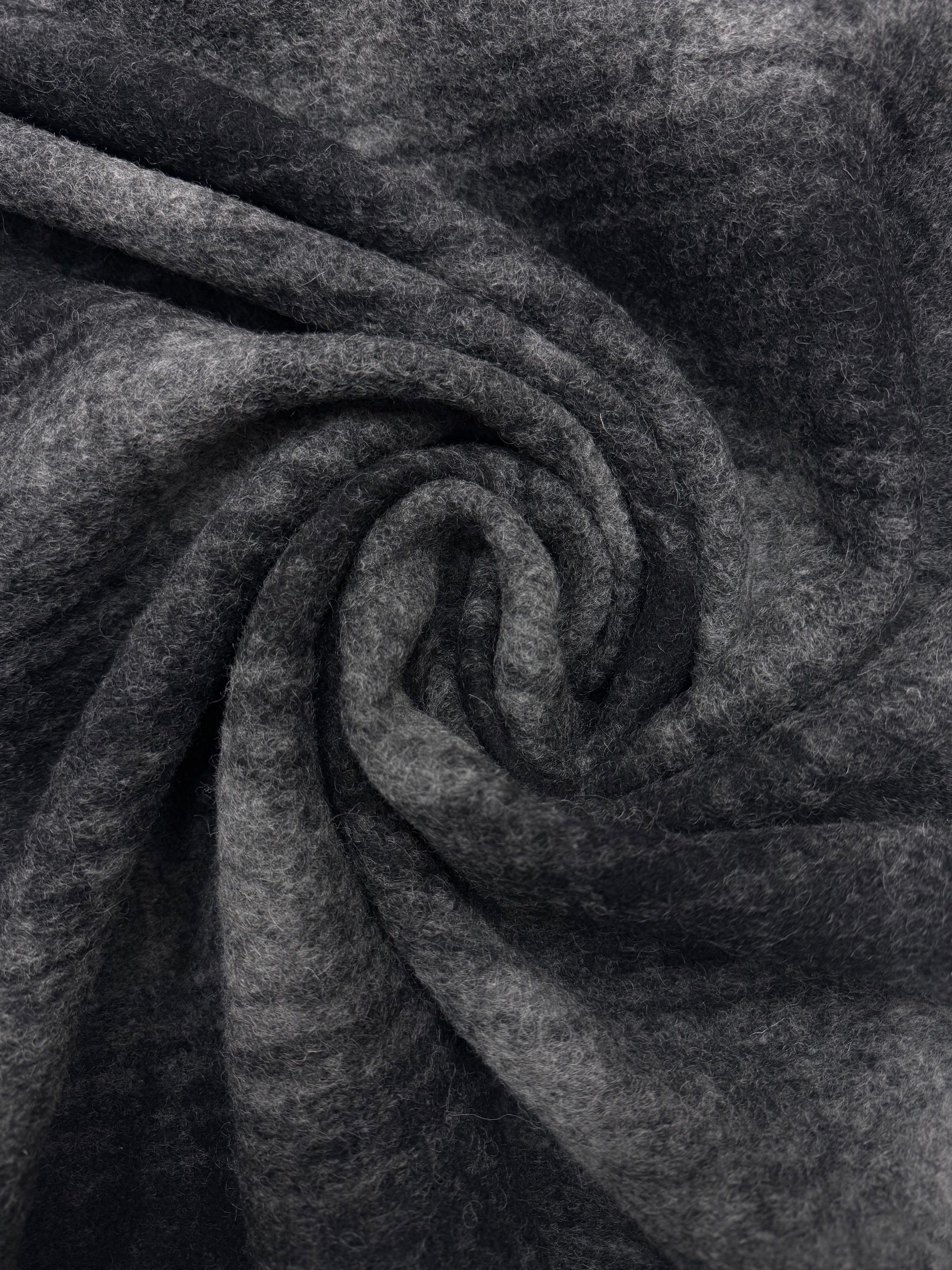 Wool mix furry check knitted gray black.