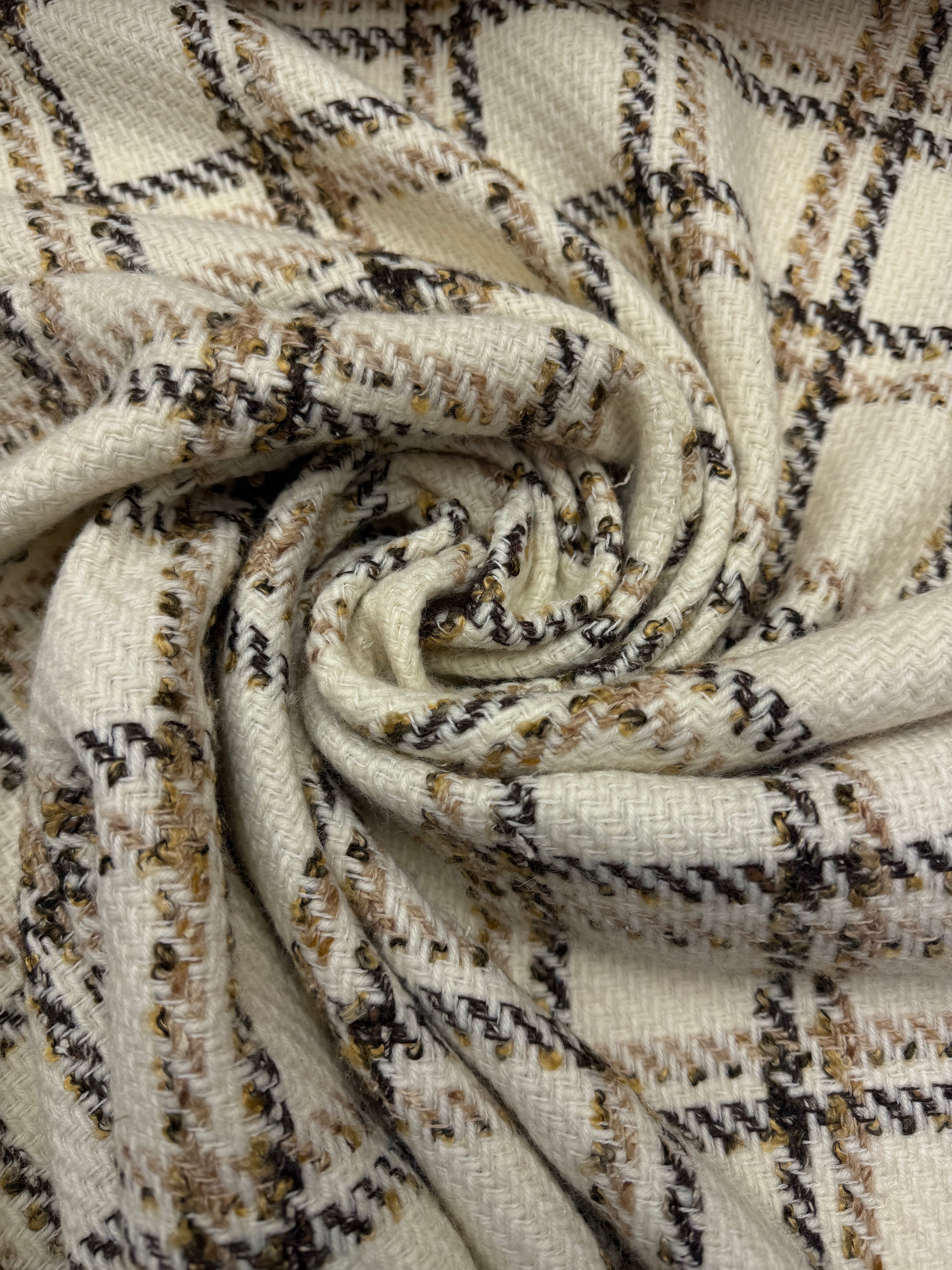 Wol ruit ecru Camel bruin