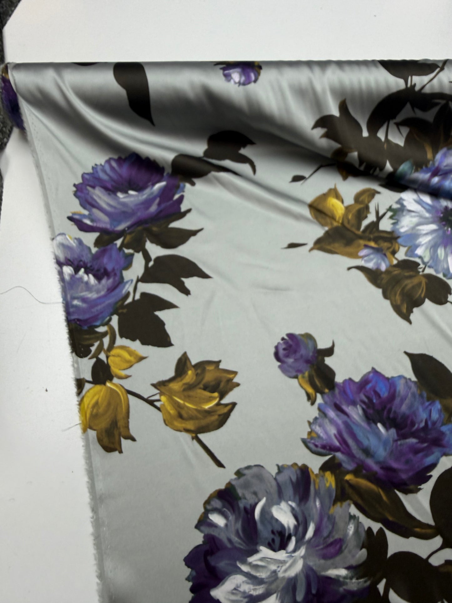 Zijden satijn print stretch