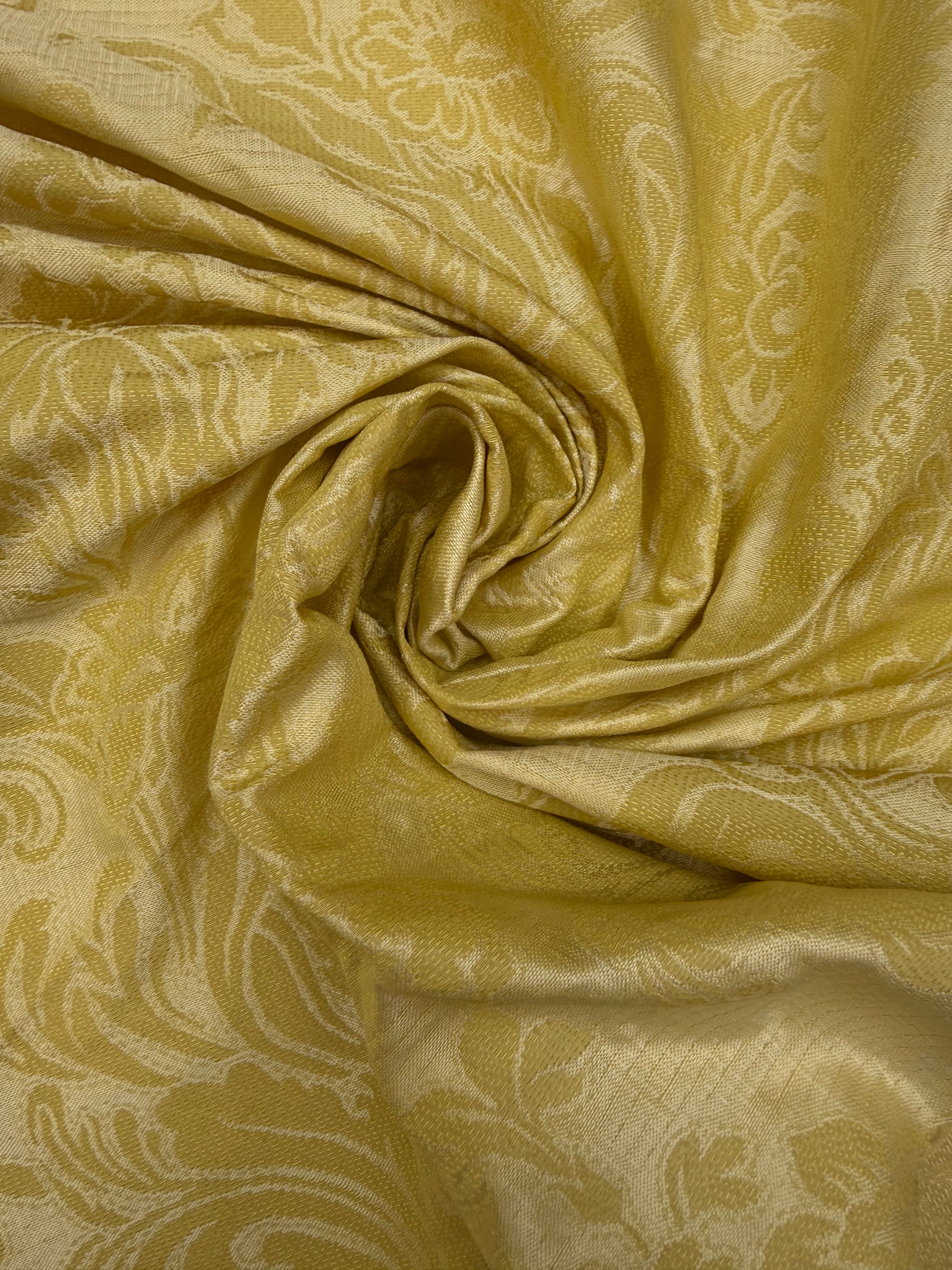 Jacquard zijden classic boter geel ecru