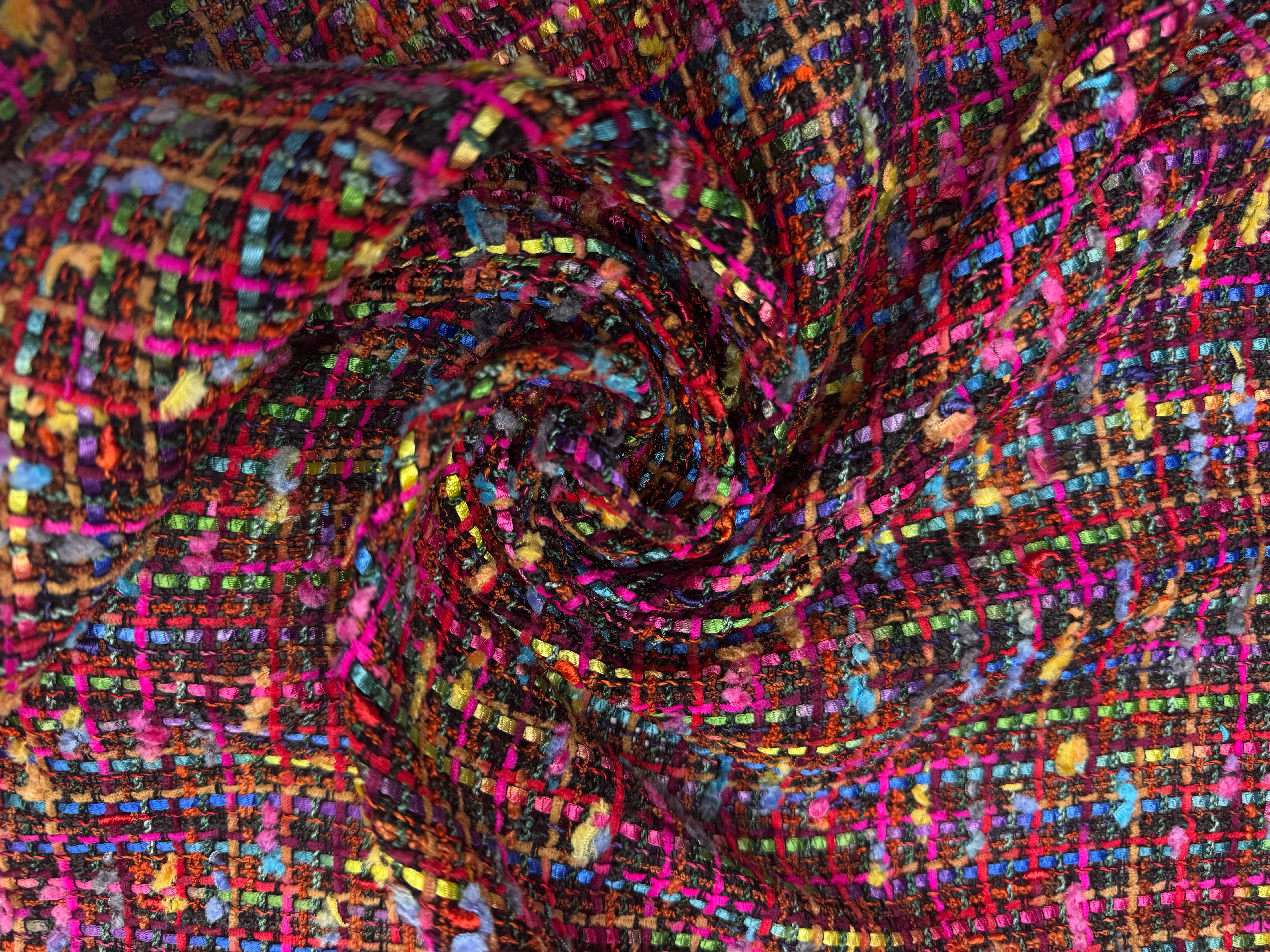 Boucle gekleurde dunne stof in fancy viscose poly mix