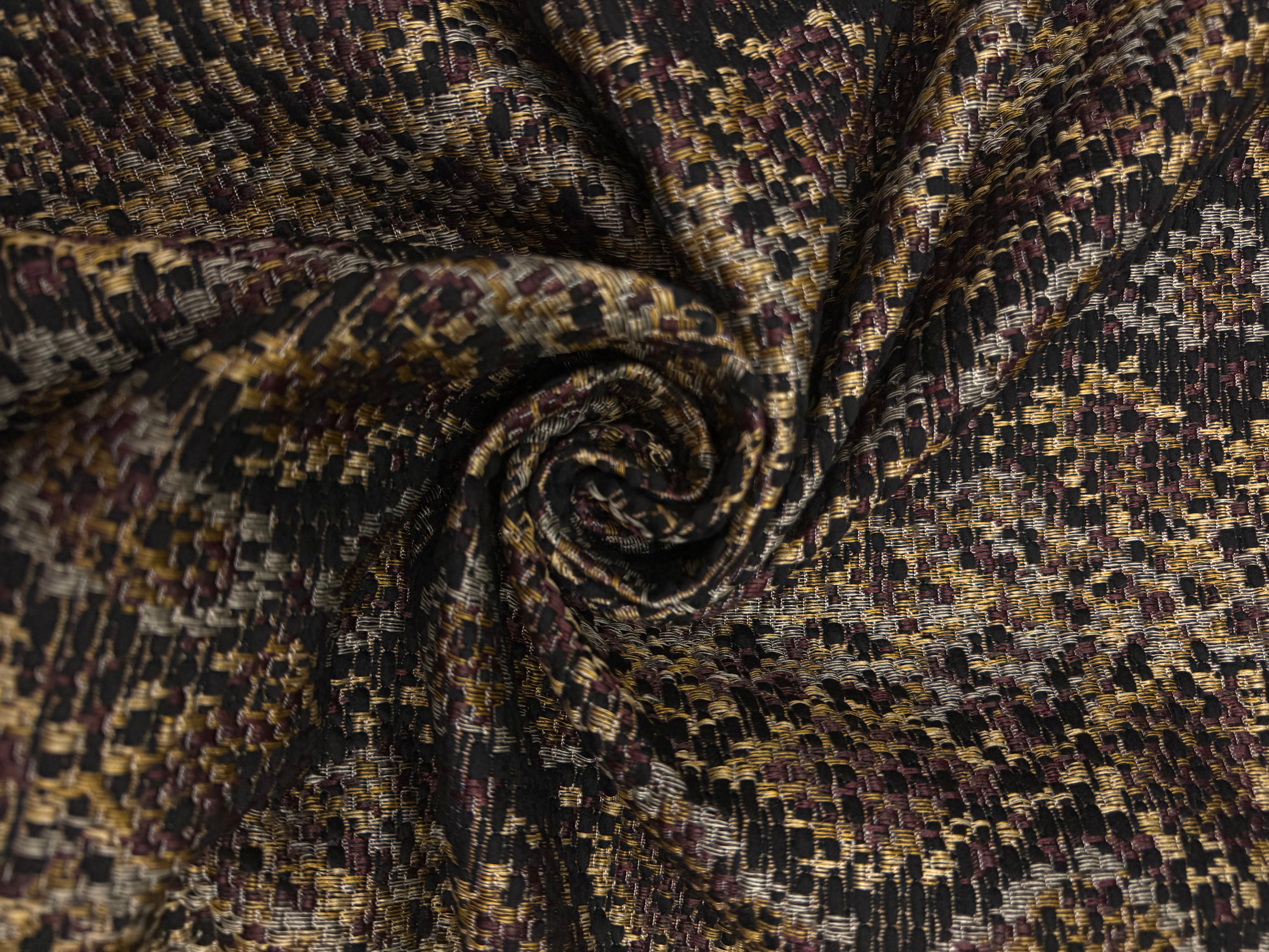 Jacquard abstract animal brown burgundy black gold