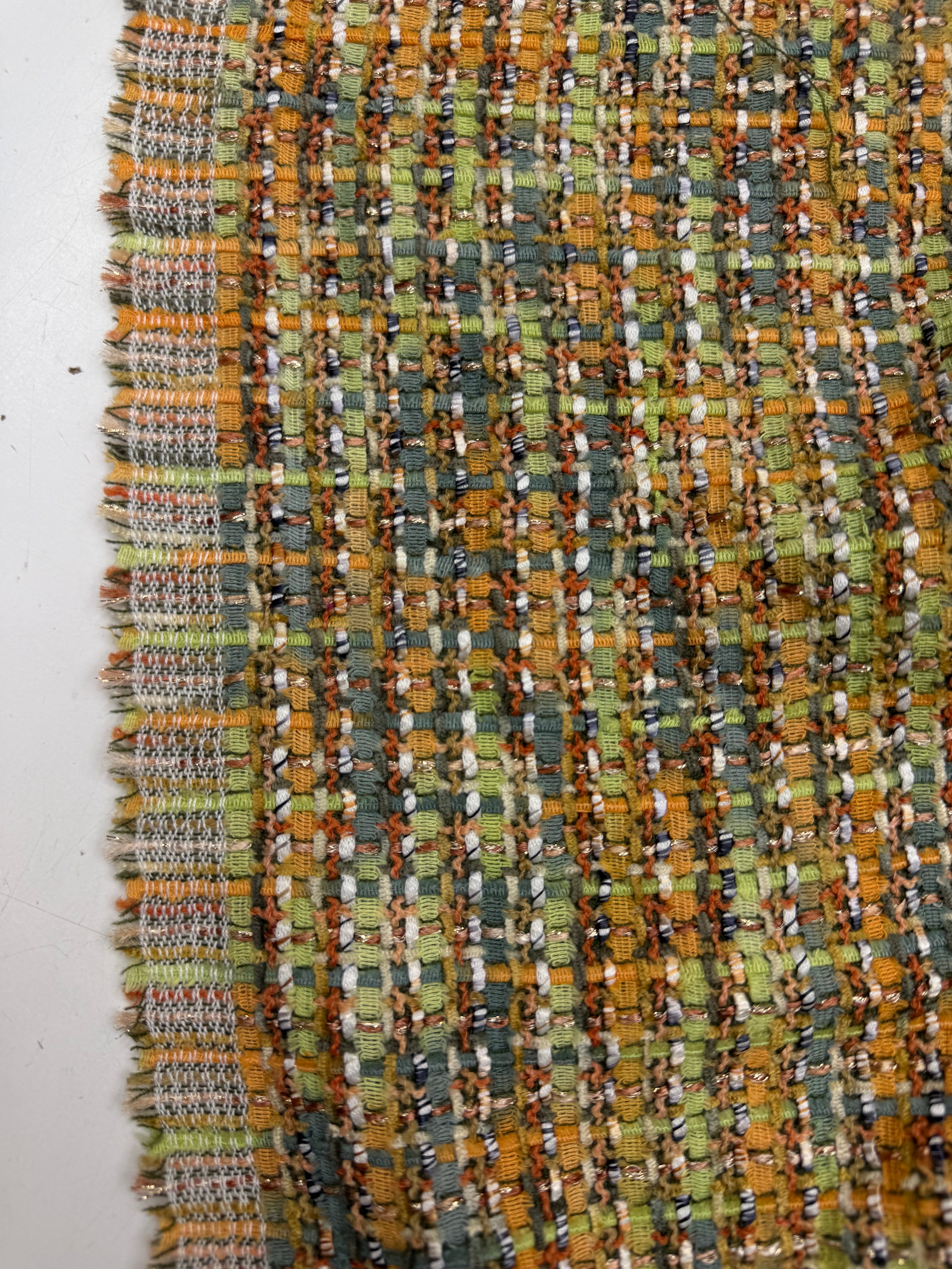 Boucle gekleurde line groen petrol fancy viscose poly mix (Copy)