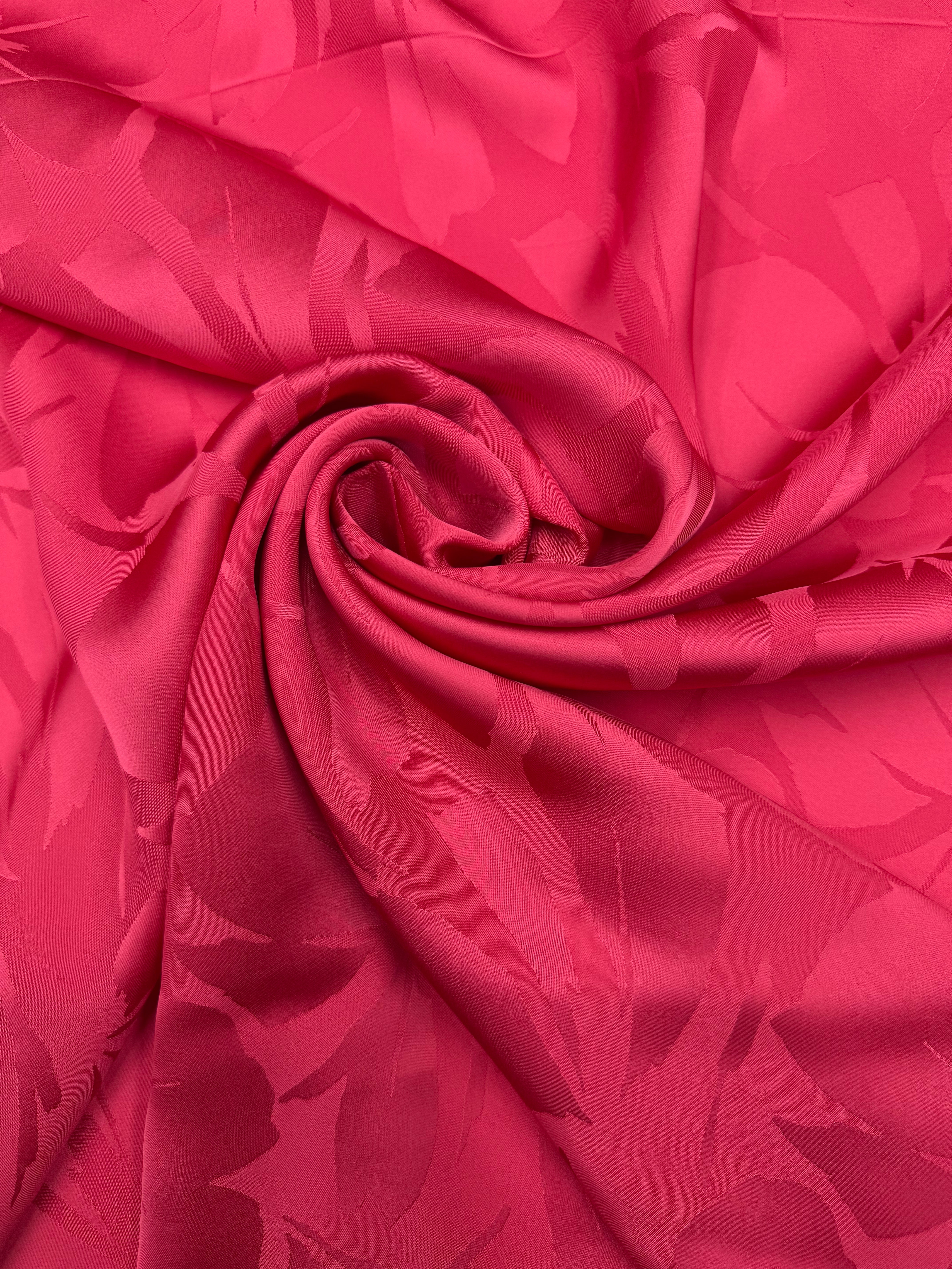 Satijn binding viscose jacquard floral rood
