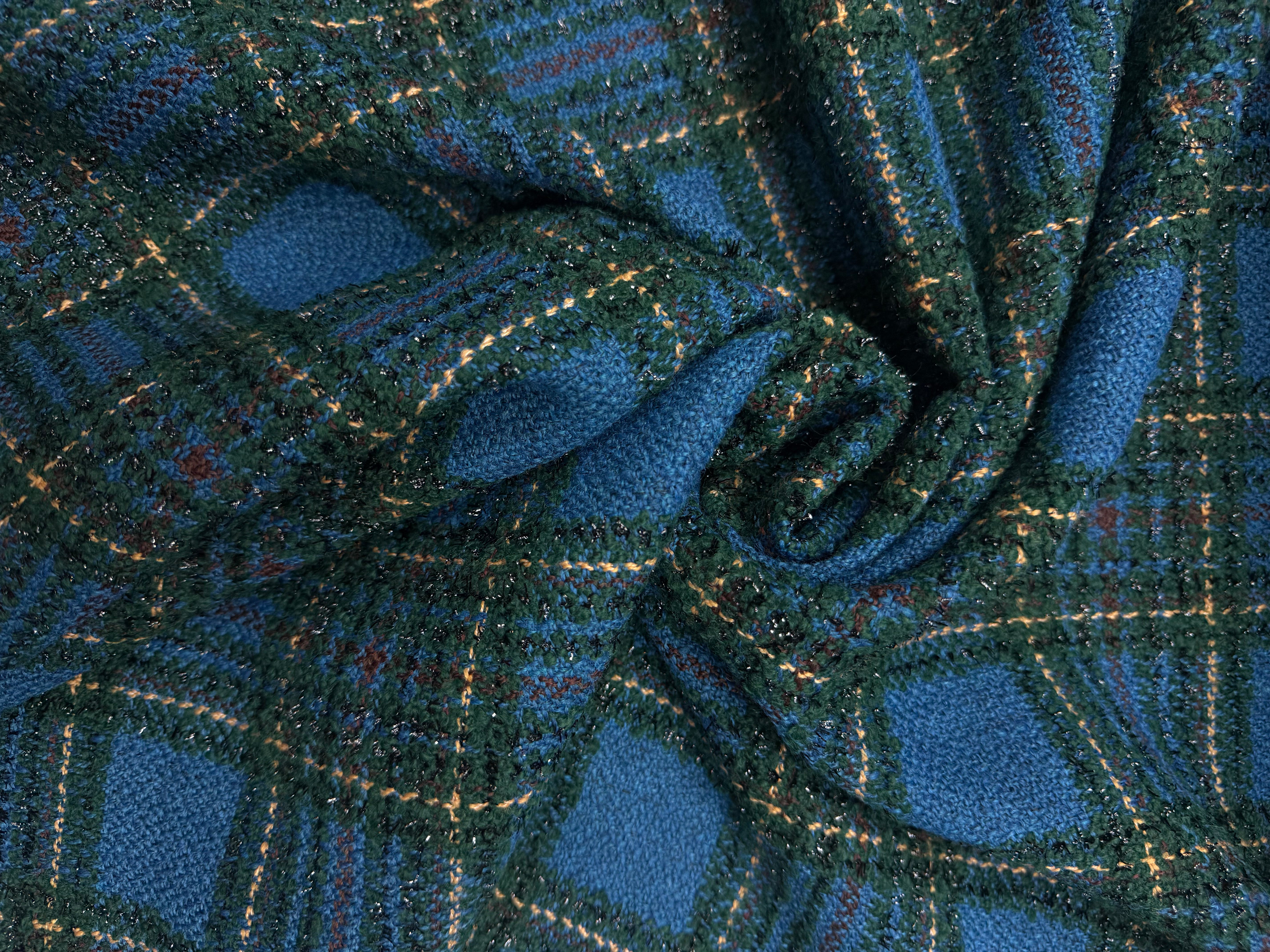 Ruit wol blend blauw groen