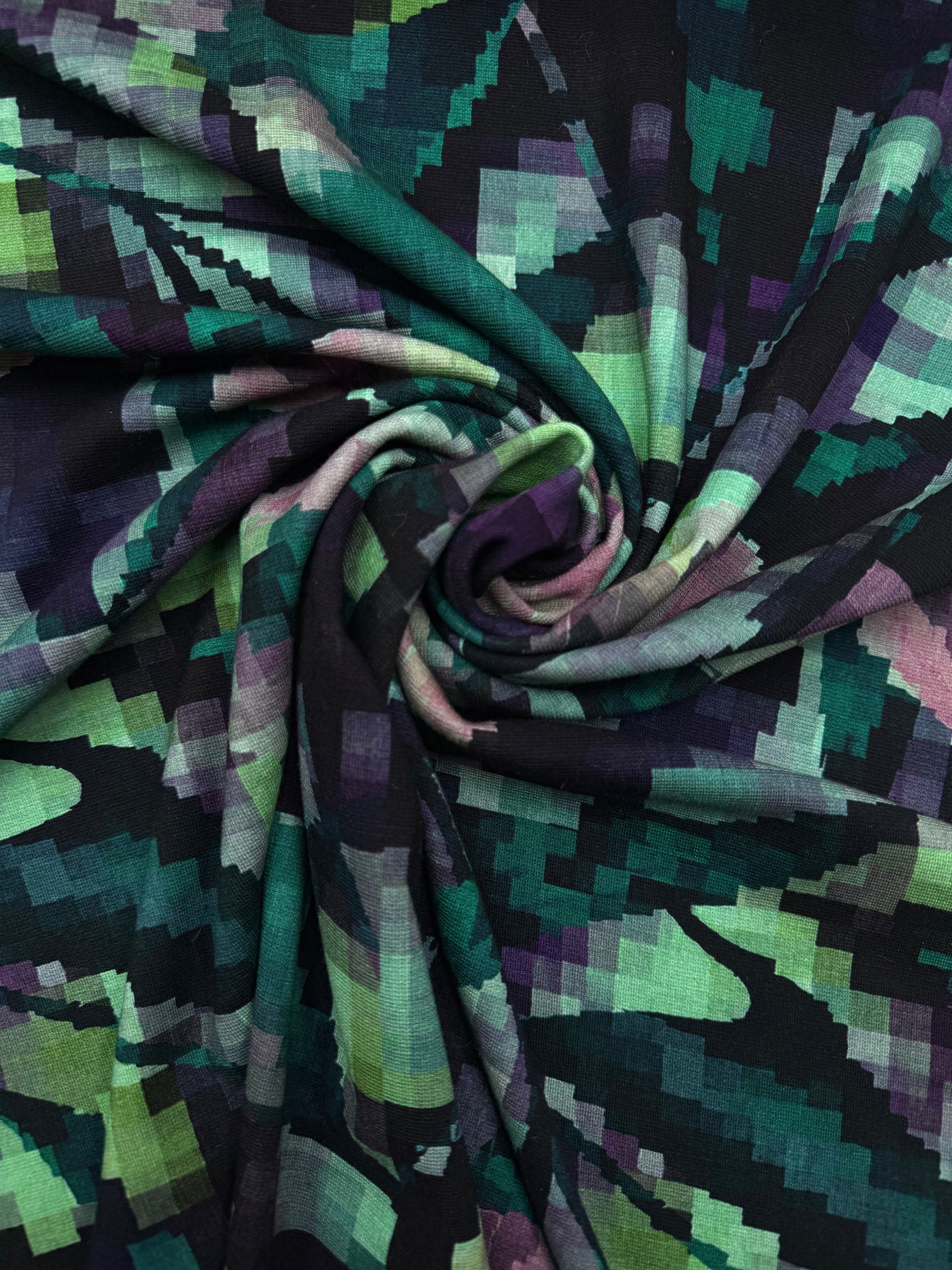 Exclusief dessin punta groen paars pixel flowers