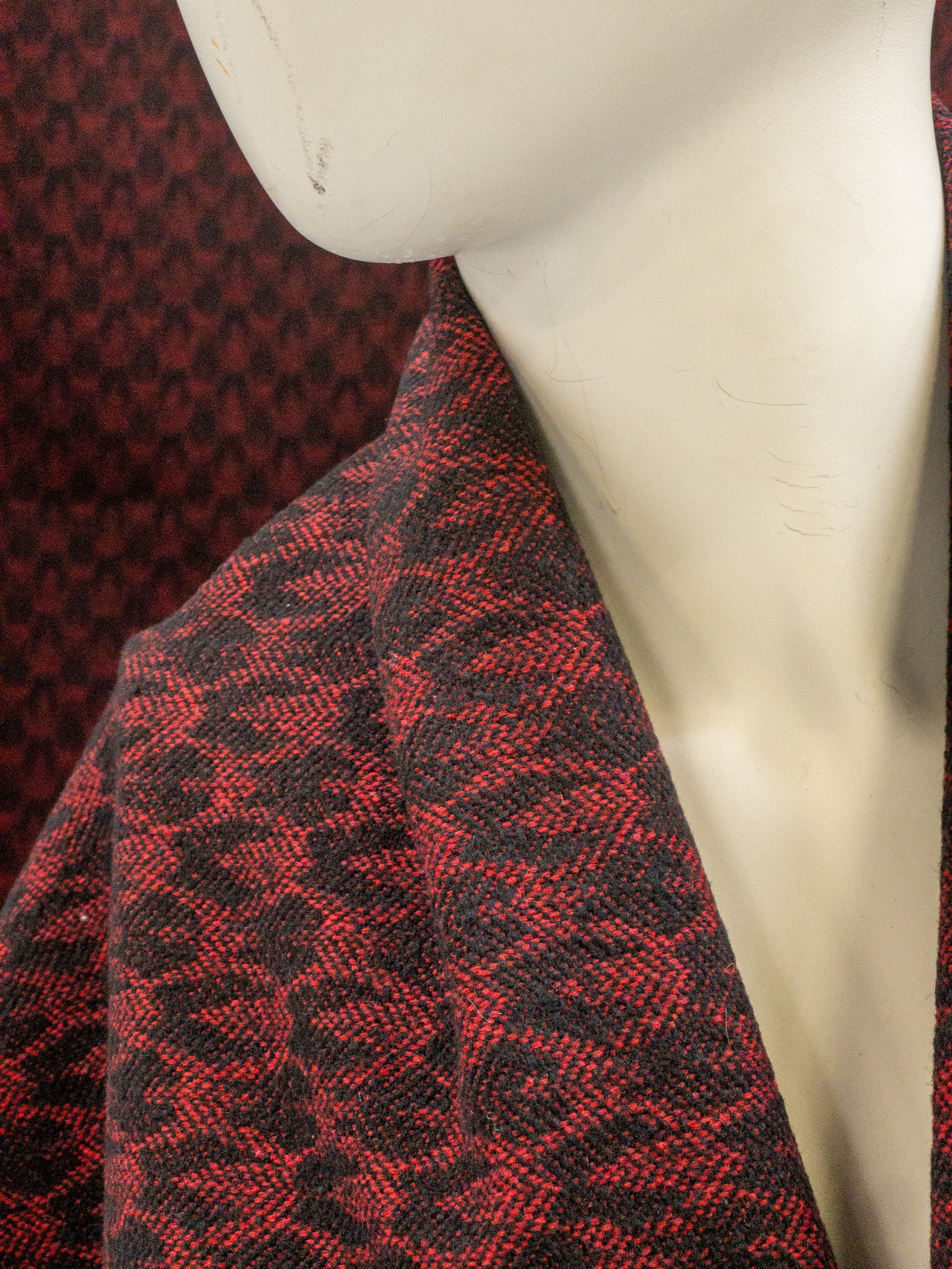 Jacquard wol geweven rood zwart