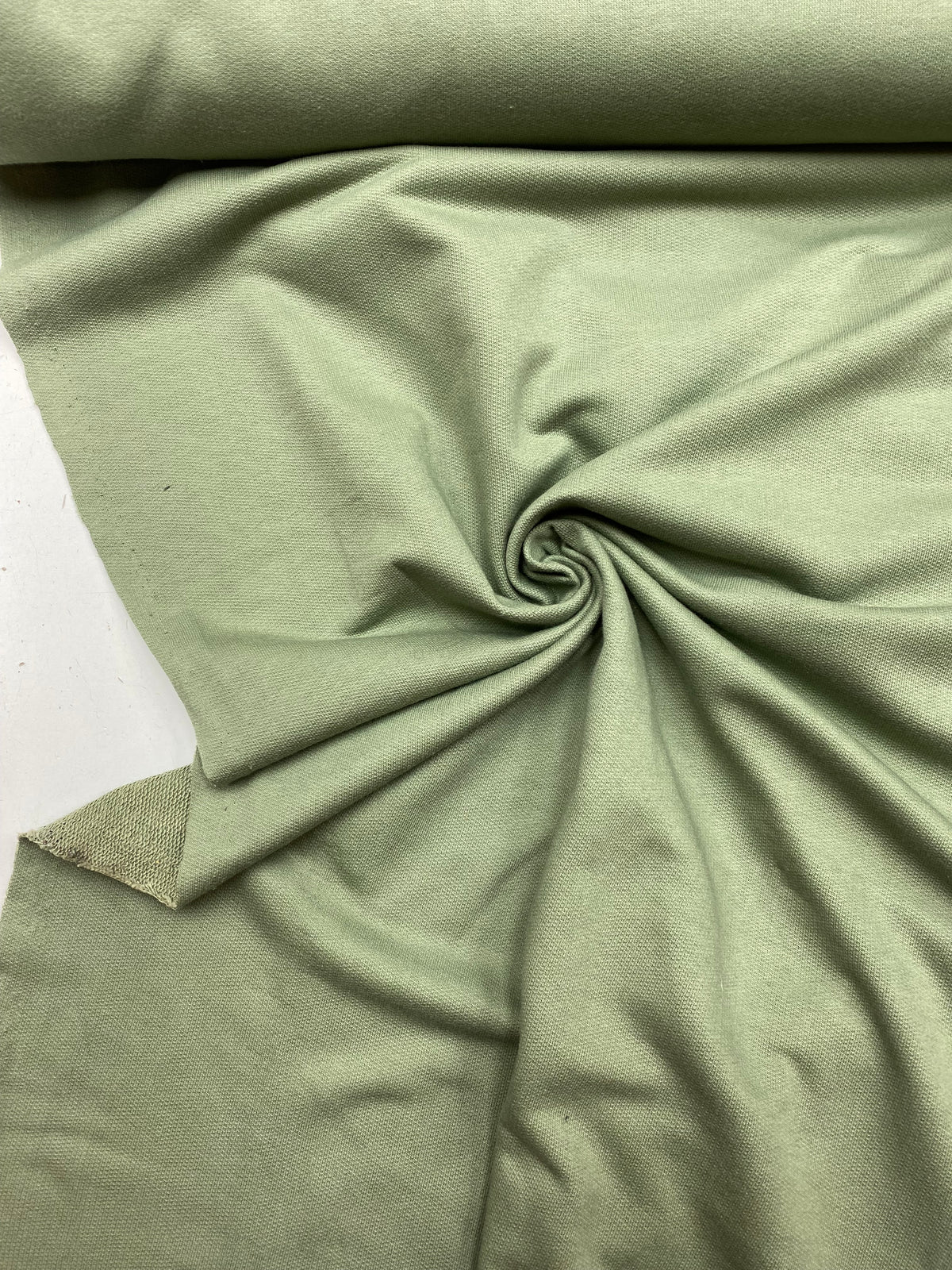 French terry cotton sage green