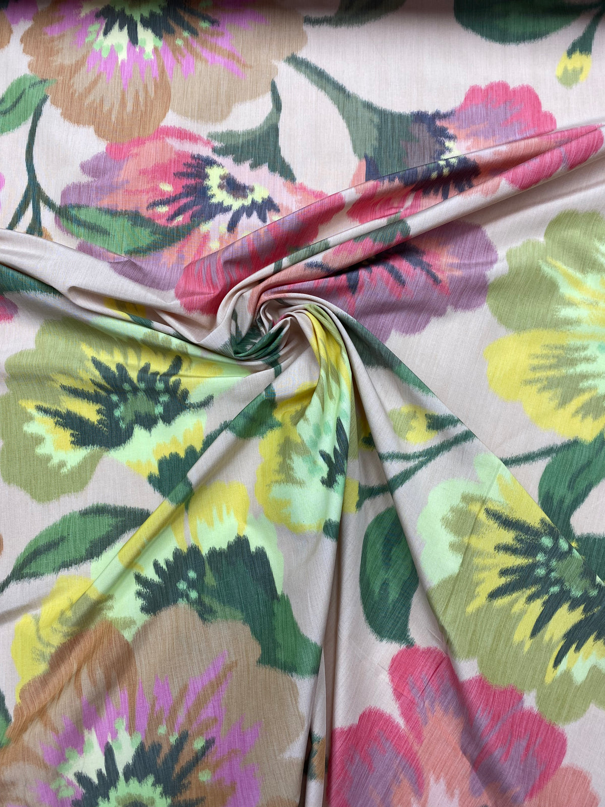 Ikat floral katoen/poly