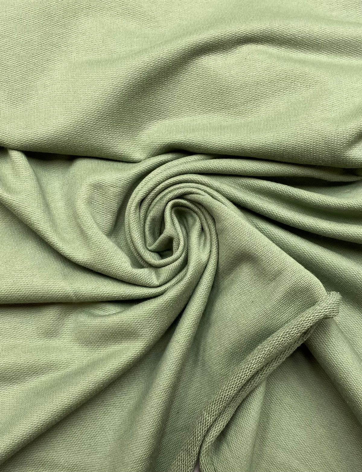 French terry cotton sage green