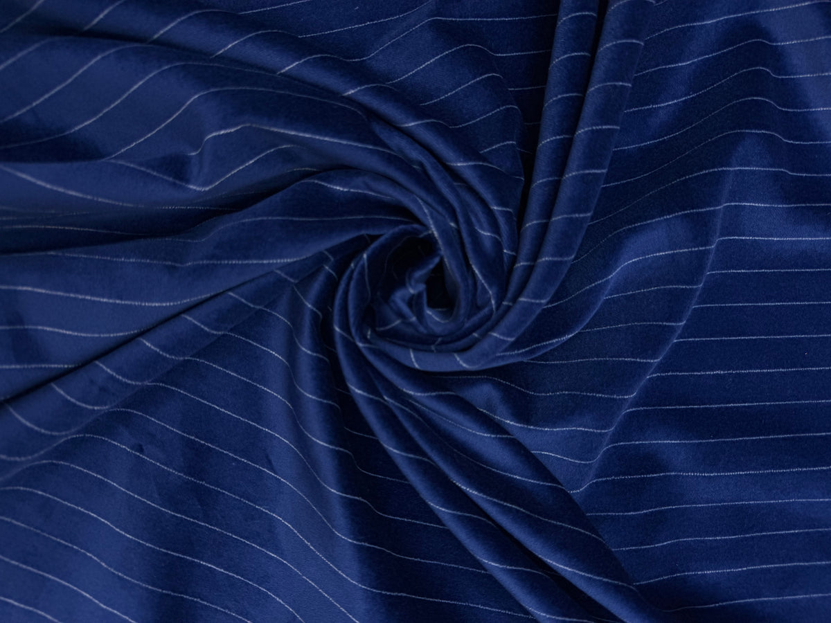 Velours krijtstreep helder inkt blauw