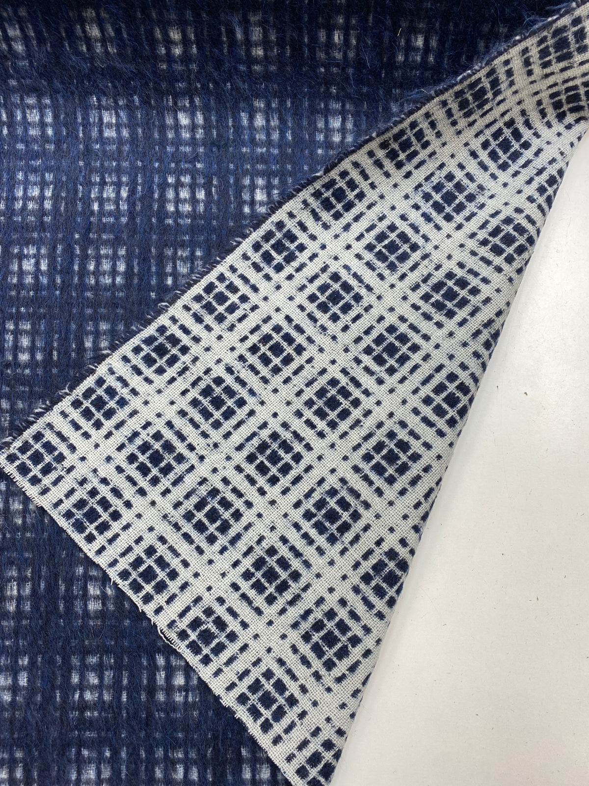 Wol ruit harig blauw