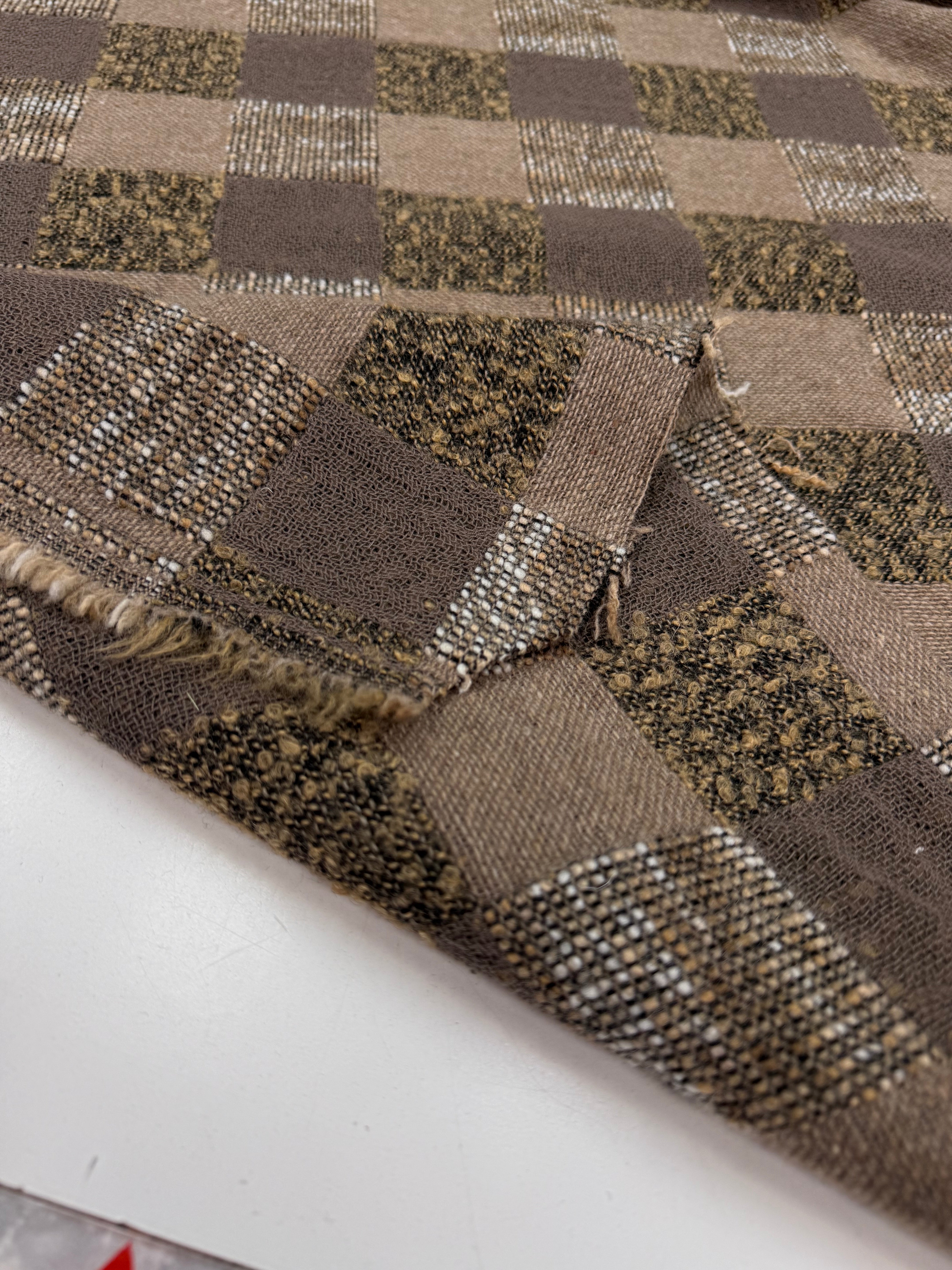 Checked wool blend Jaquard beige shades
