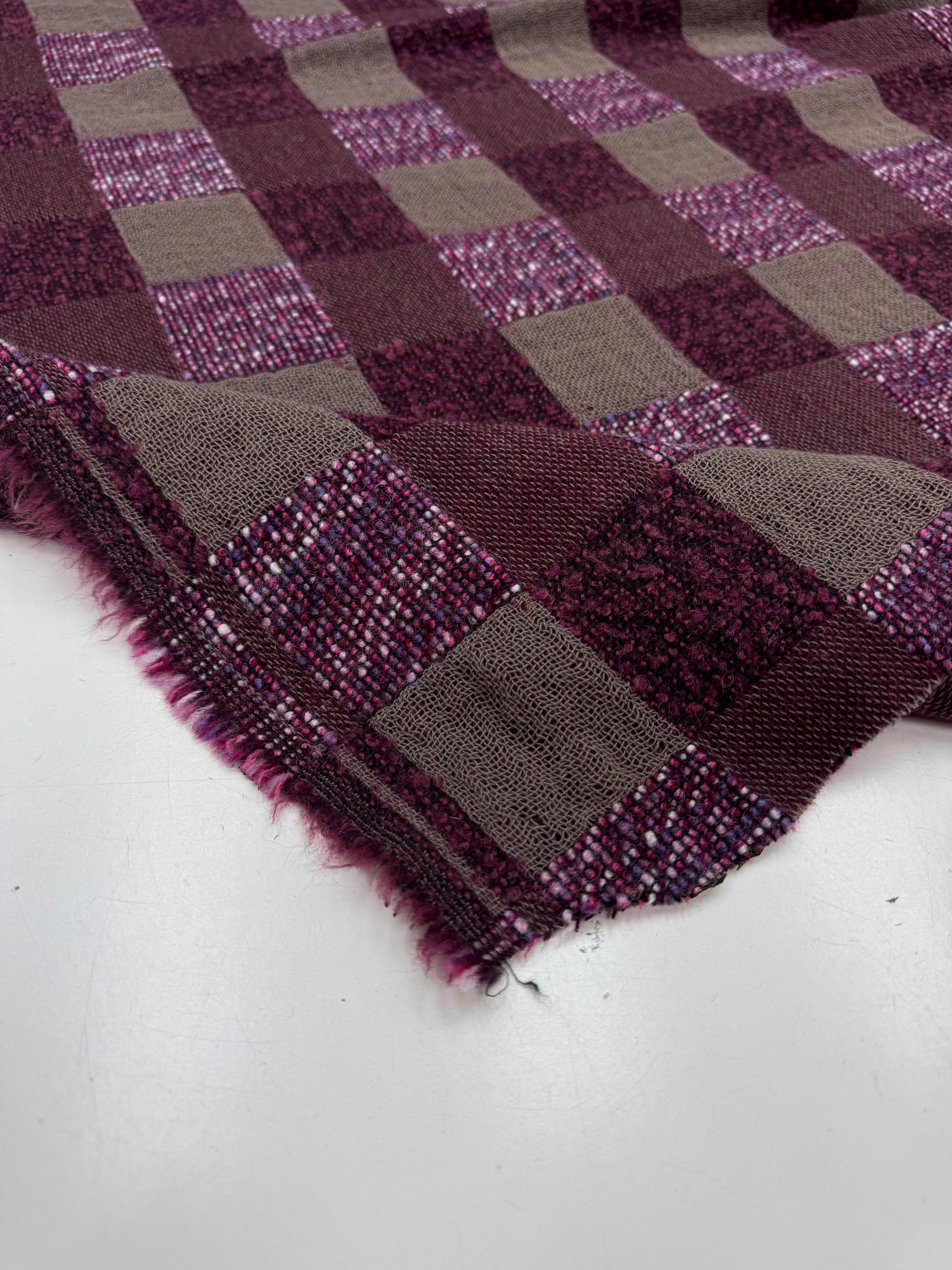 Checked wool blend Jacquard purple shades