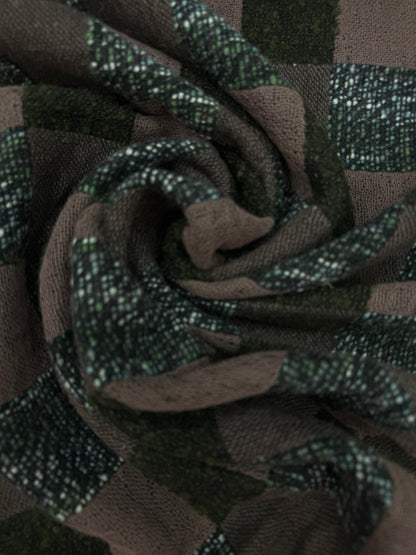 Geblokte wol blend Jacquard groen tinten