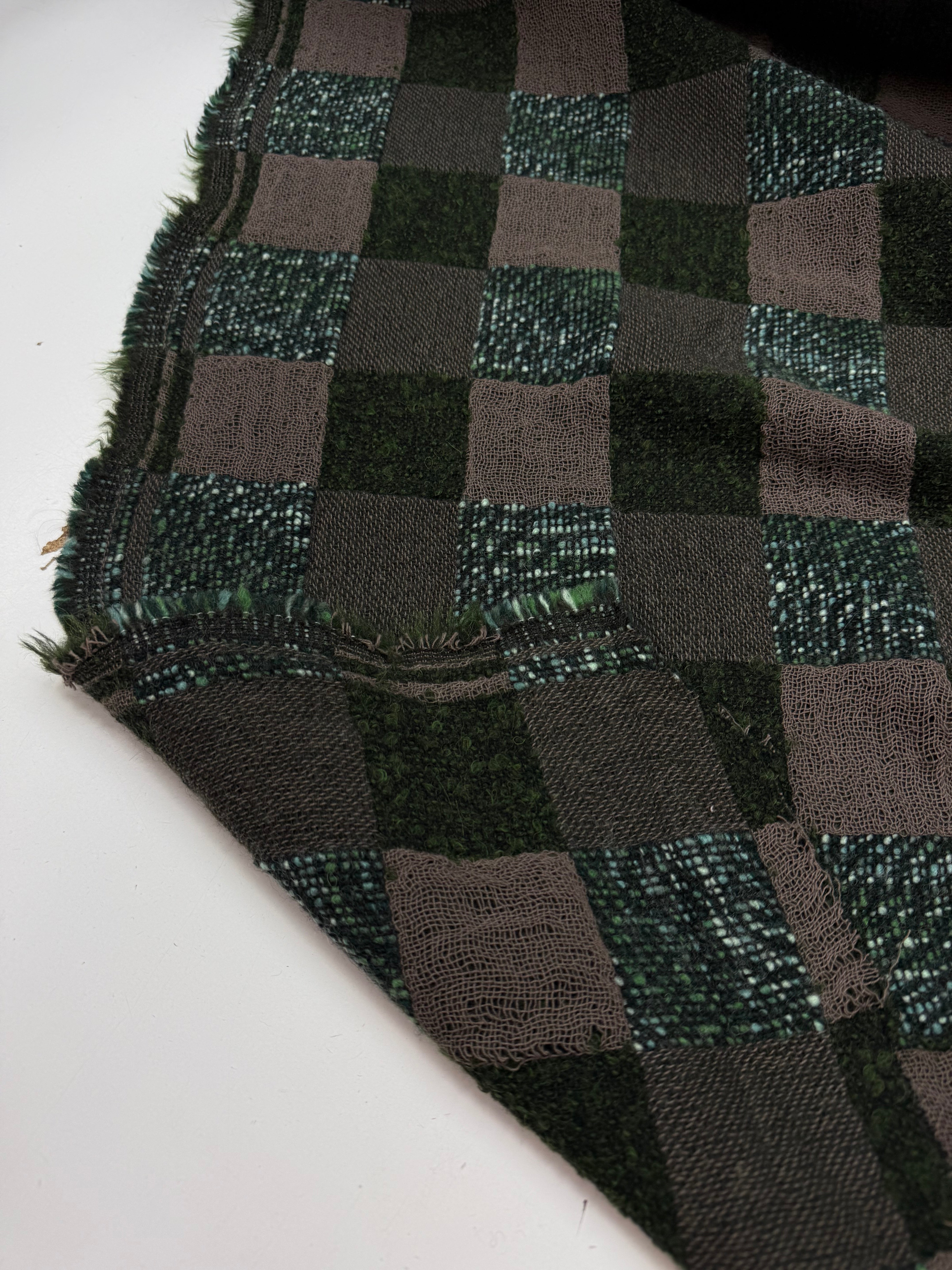 Checked wool blend Jacquard green shades