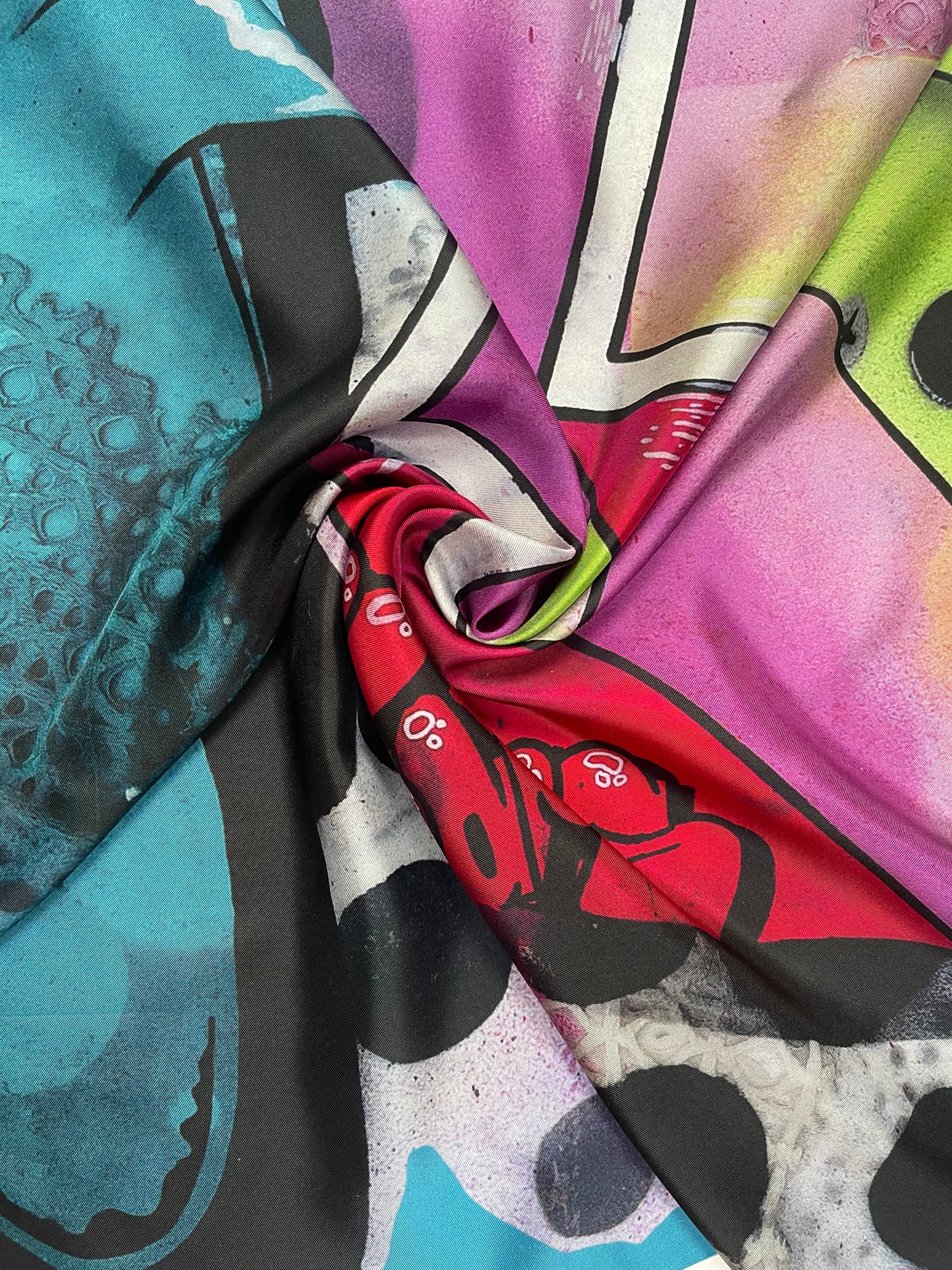SS2024 silk twill graffiti panel