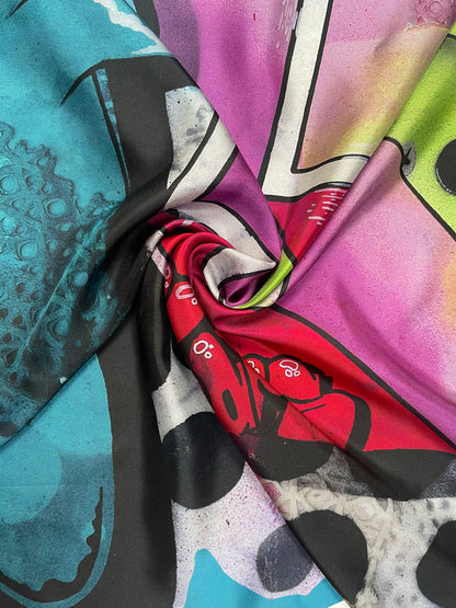 SS2024 silk twill graffiti panel