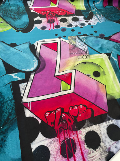 SS2024 silk twill graffiti panel