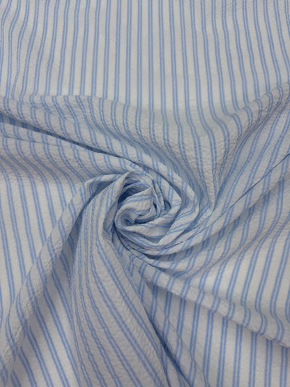 Seersucker blauw wit