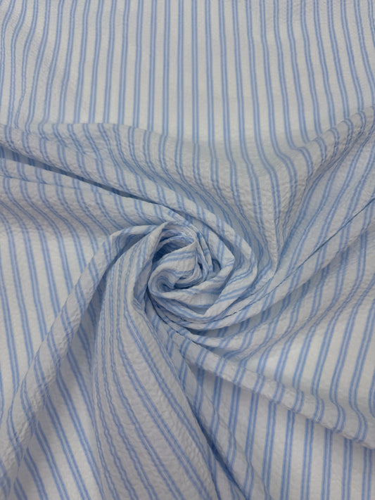 Seersucker blauw wit