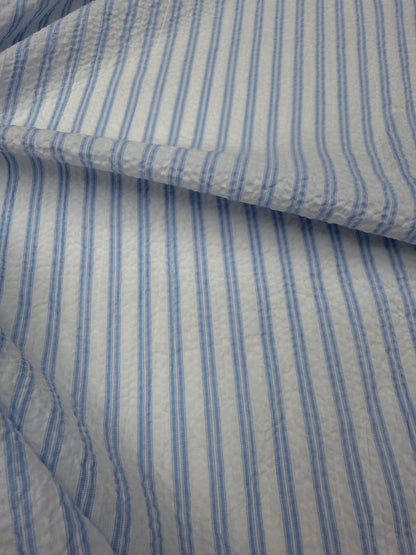 Seersucker blauw wit
