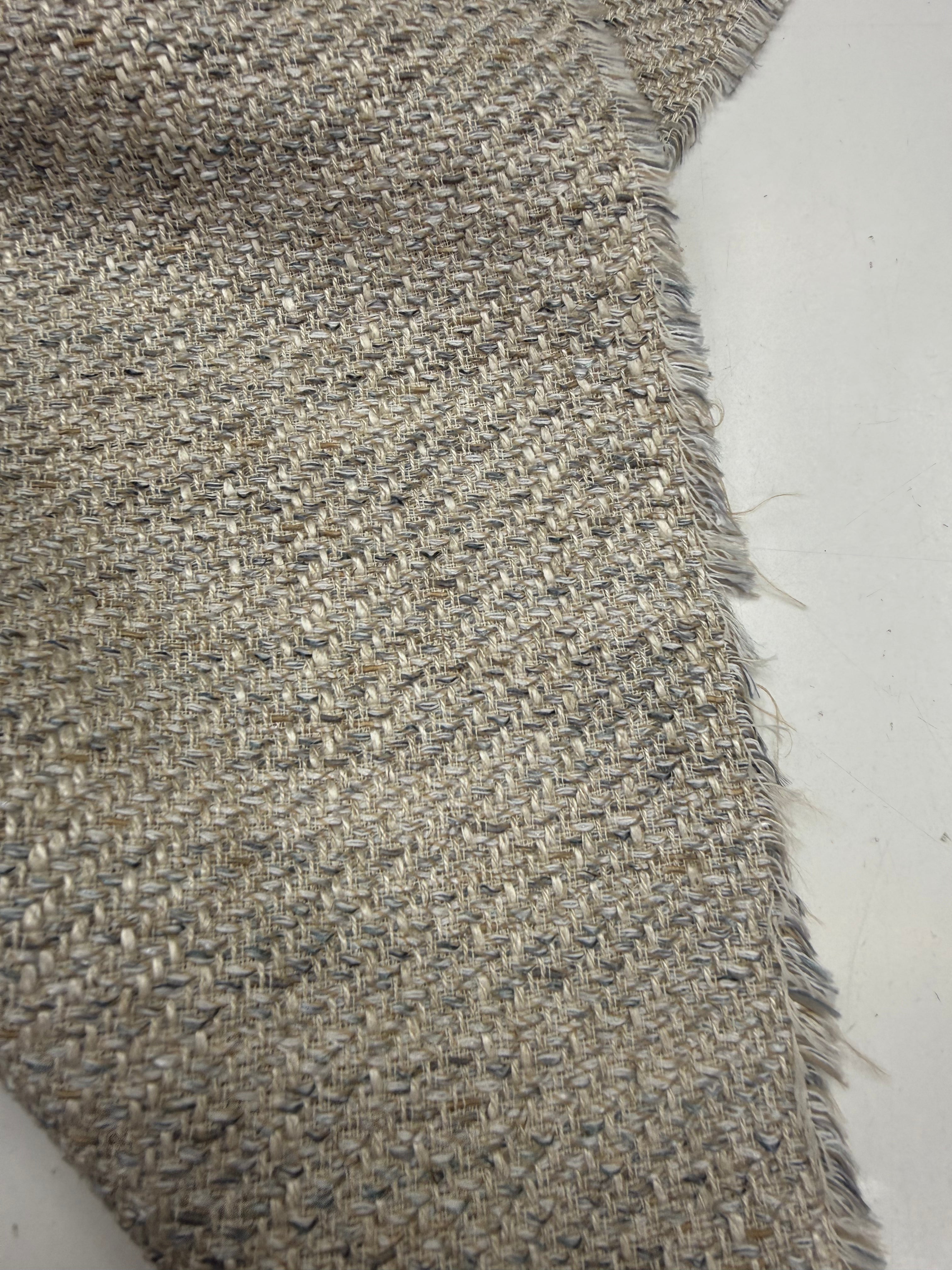 Bouclé cotton blue green cream