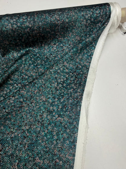 Zijden satijn print stretch pailetten print