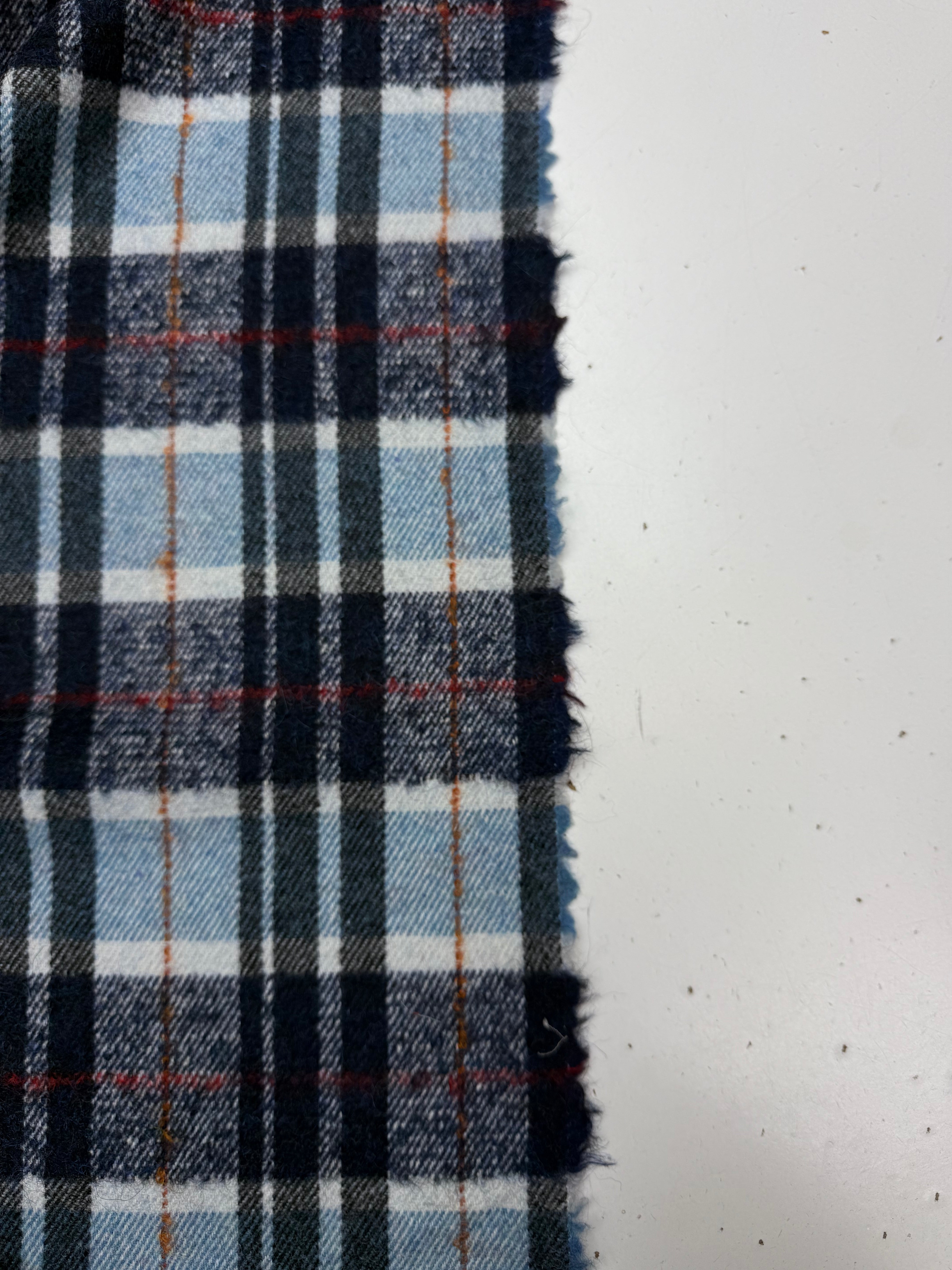 Wool check brushed blue shades