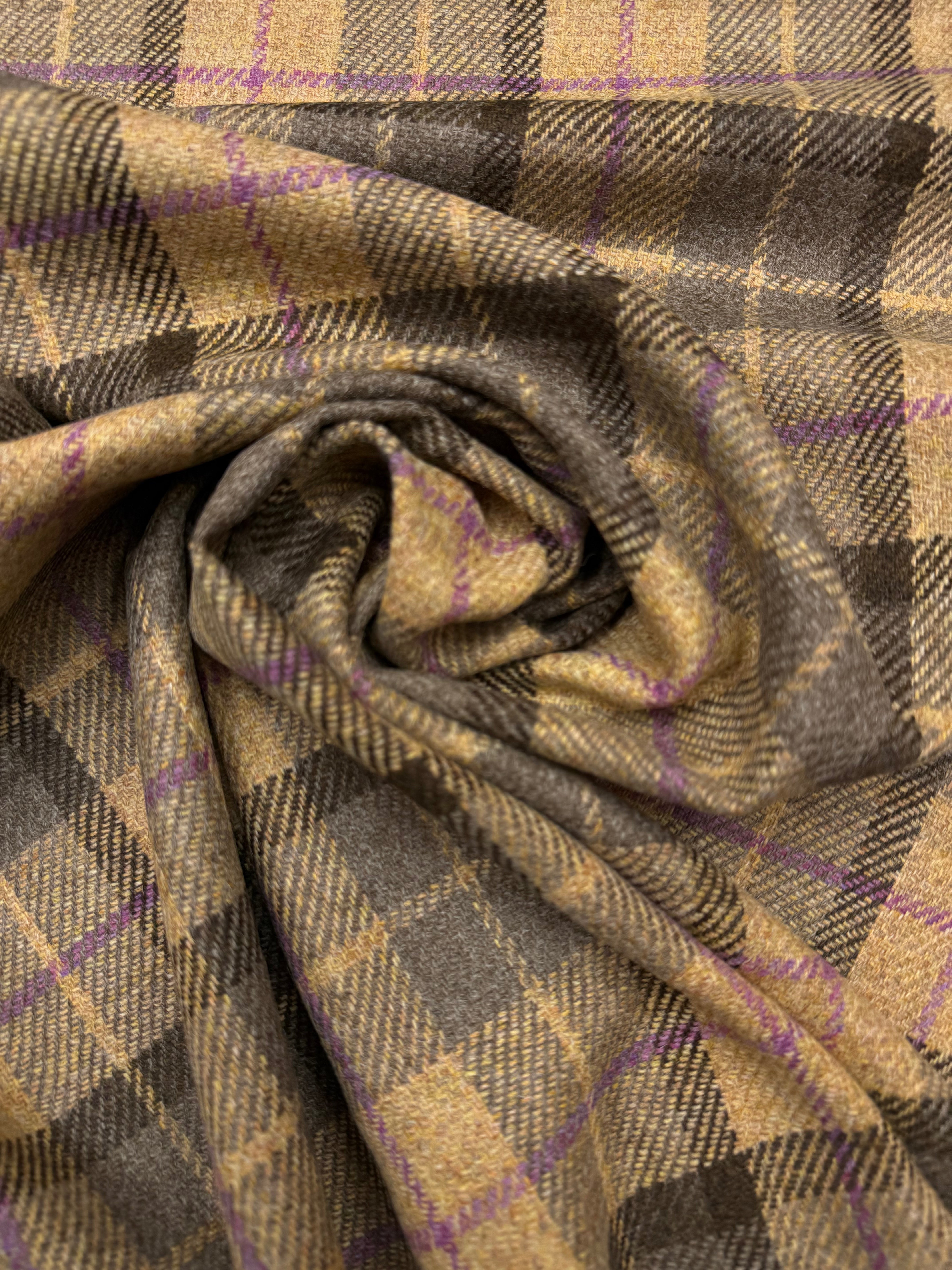Wool check ochre sand purple brown2. gray