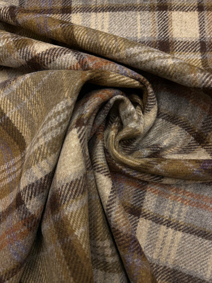 Wool check ochre beige brown purple 4. gray