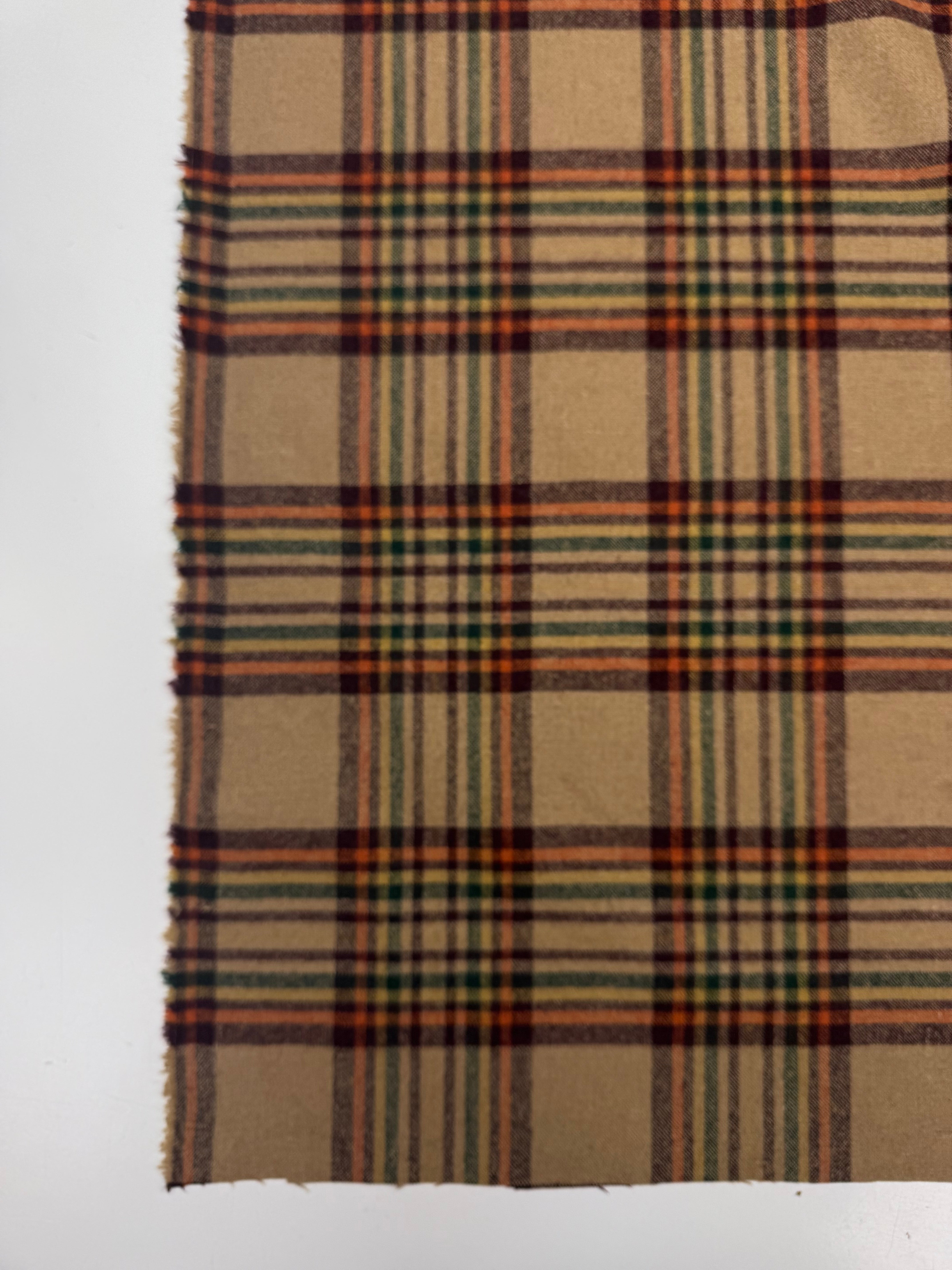 Wool plaid beige green orange yellow No. 5
