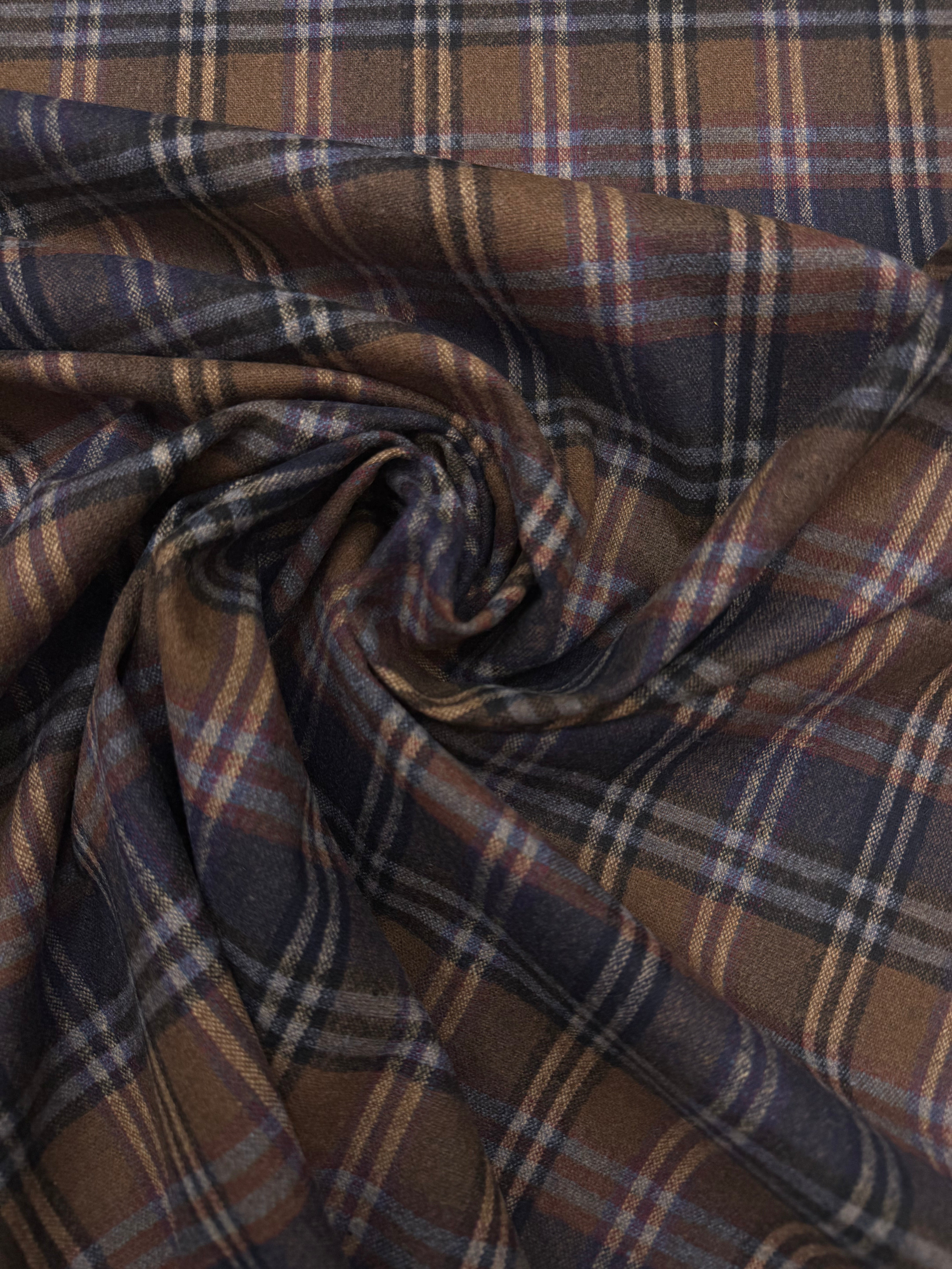 Wool plaid brown blue shades no. 9