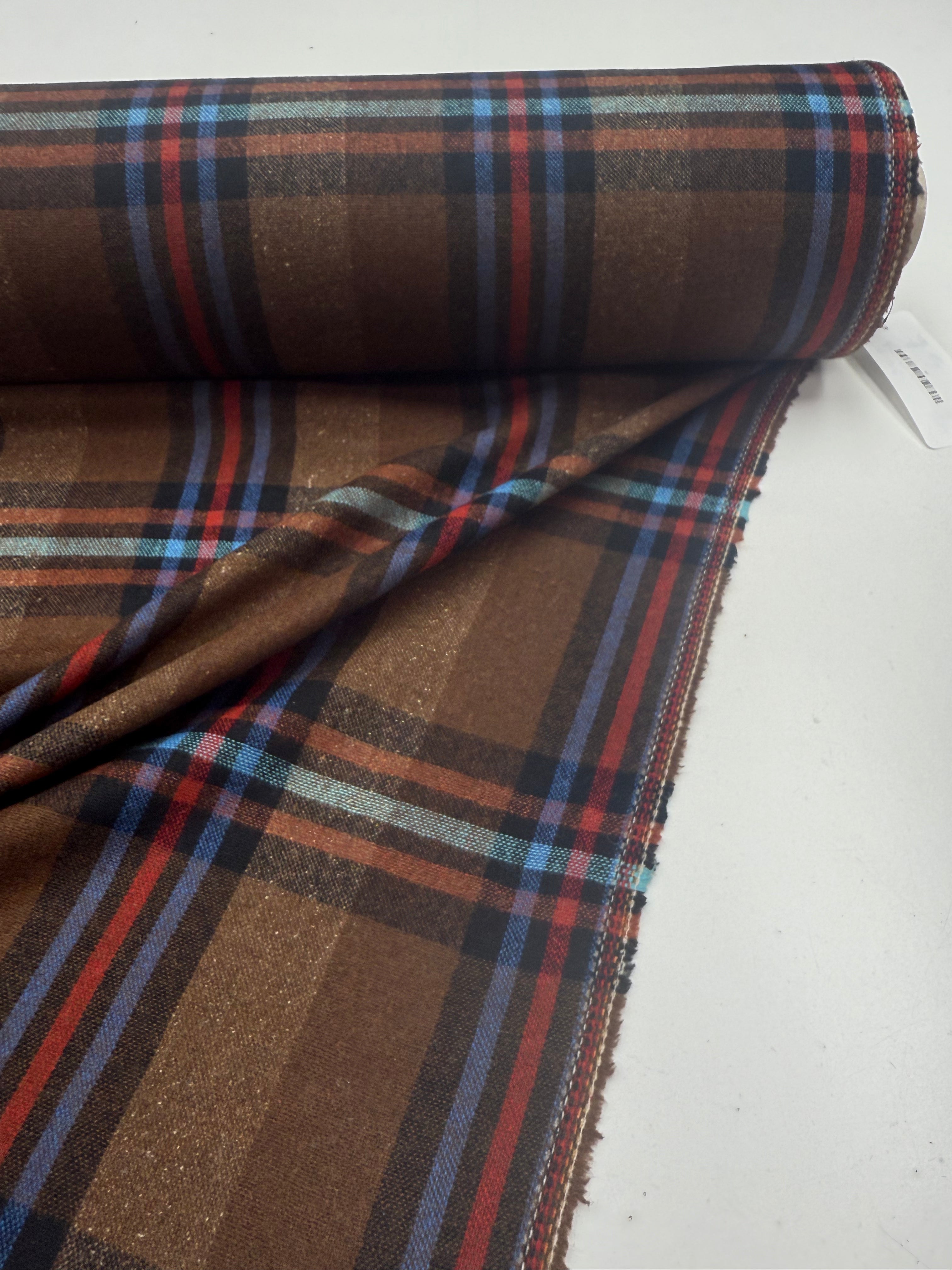 Wool plaid blend brown blue red shades no. 10