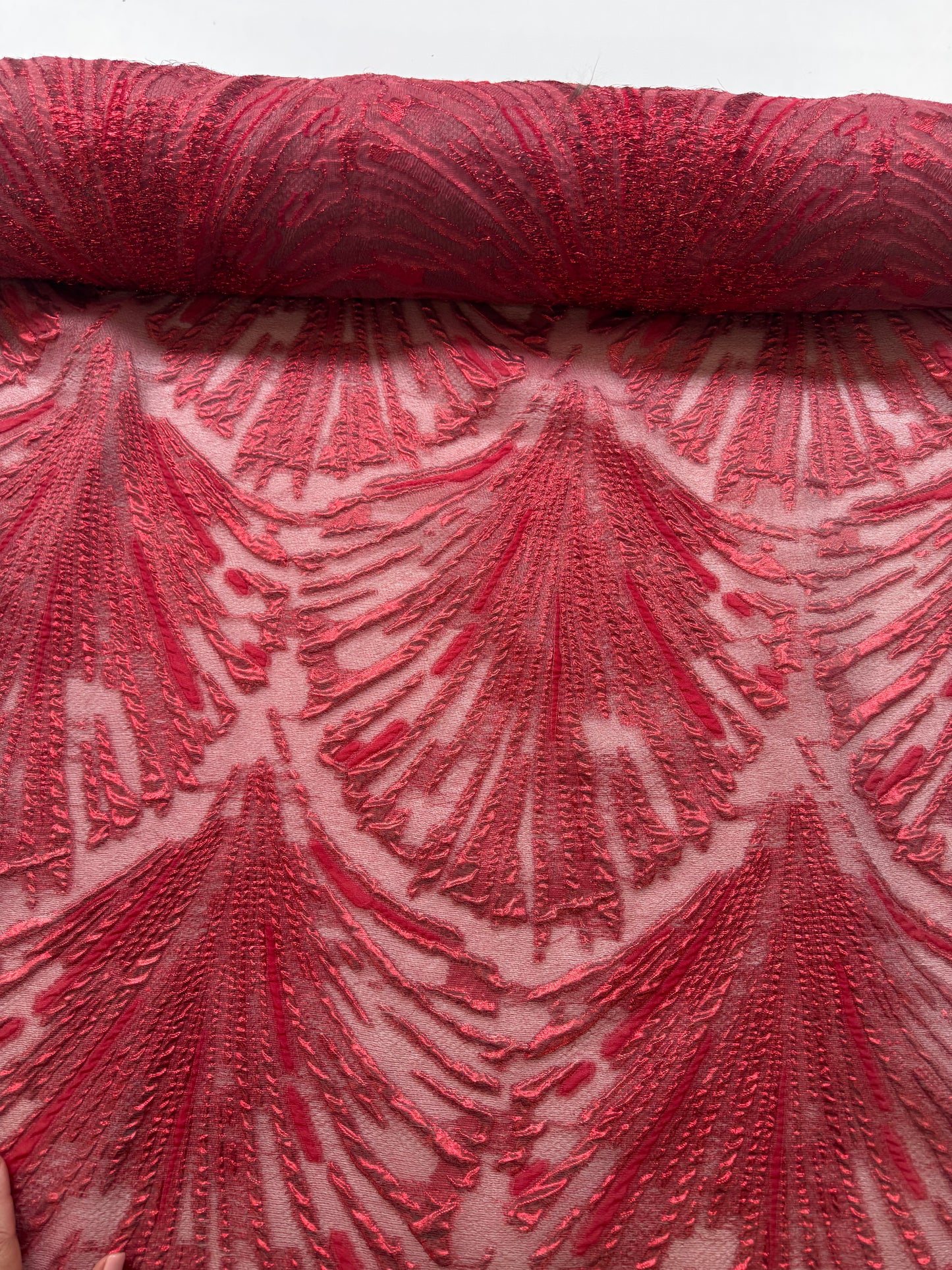 Poly lurex art deco in rood