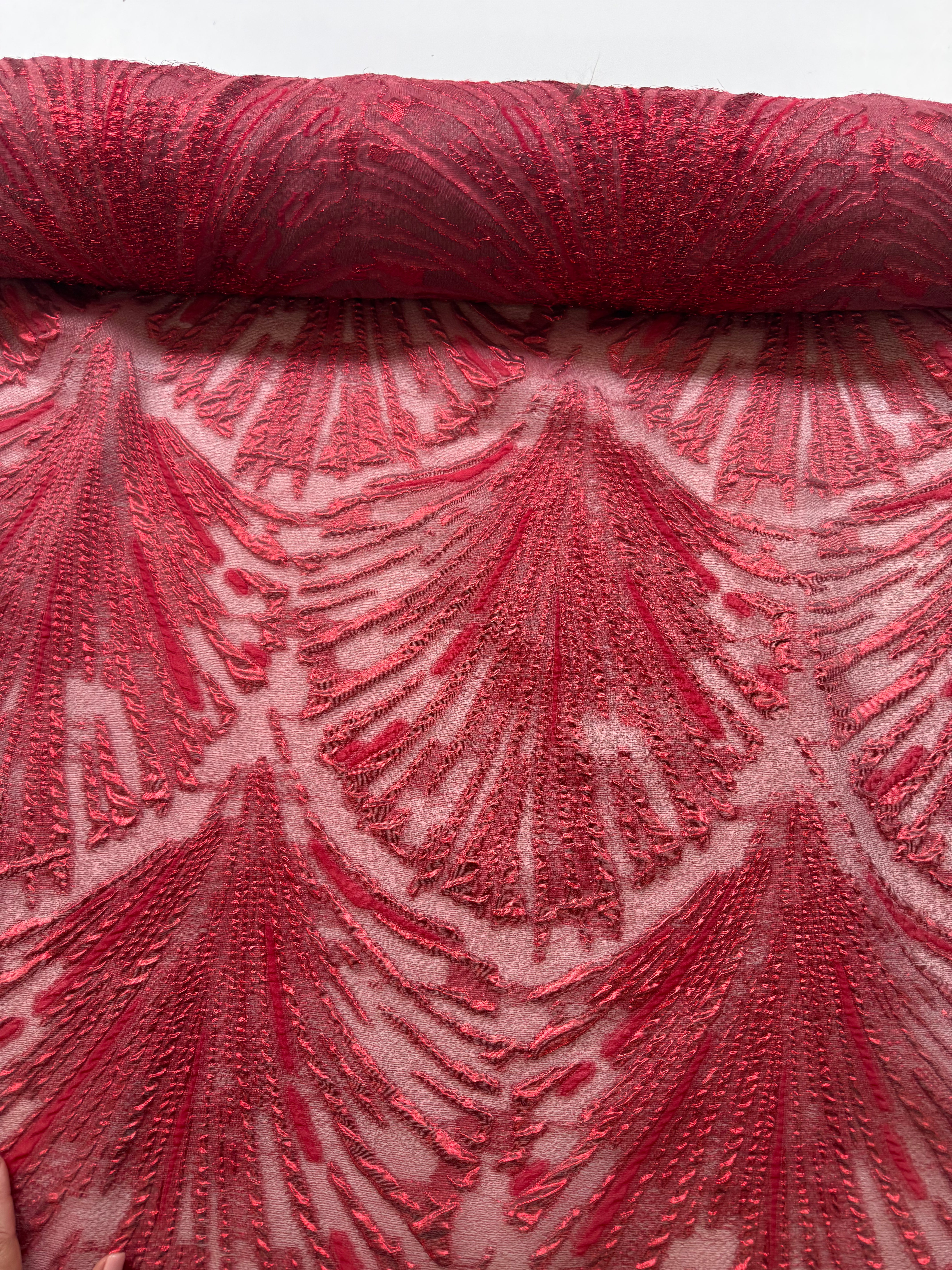 Poly lurex art deco in rood