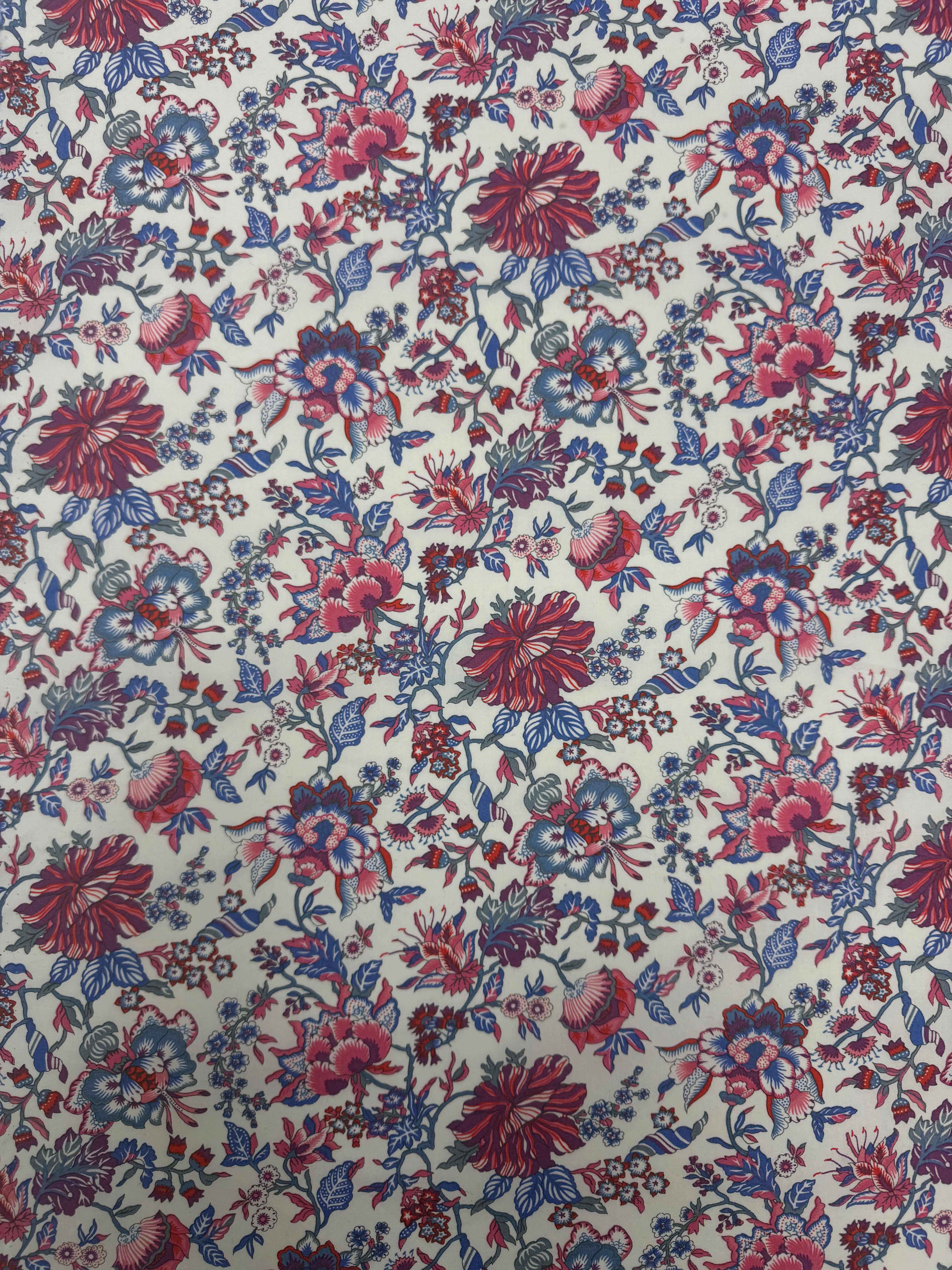 Liberty katoen met print wit blauw rood