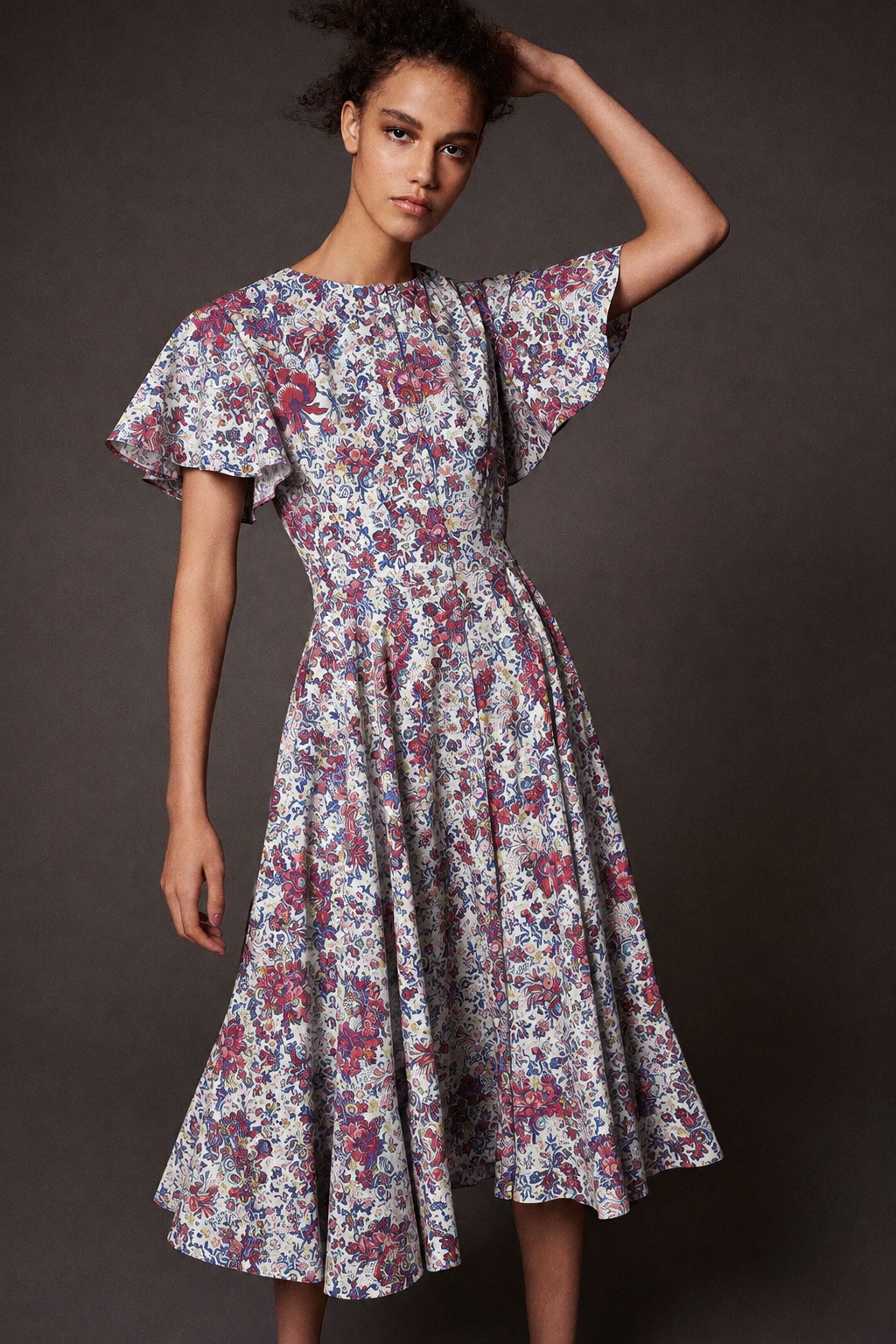 Liberty katoen met print wit blauw rood