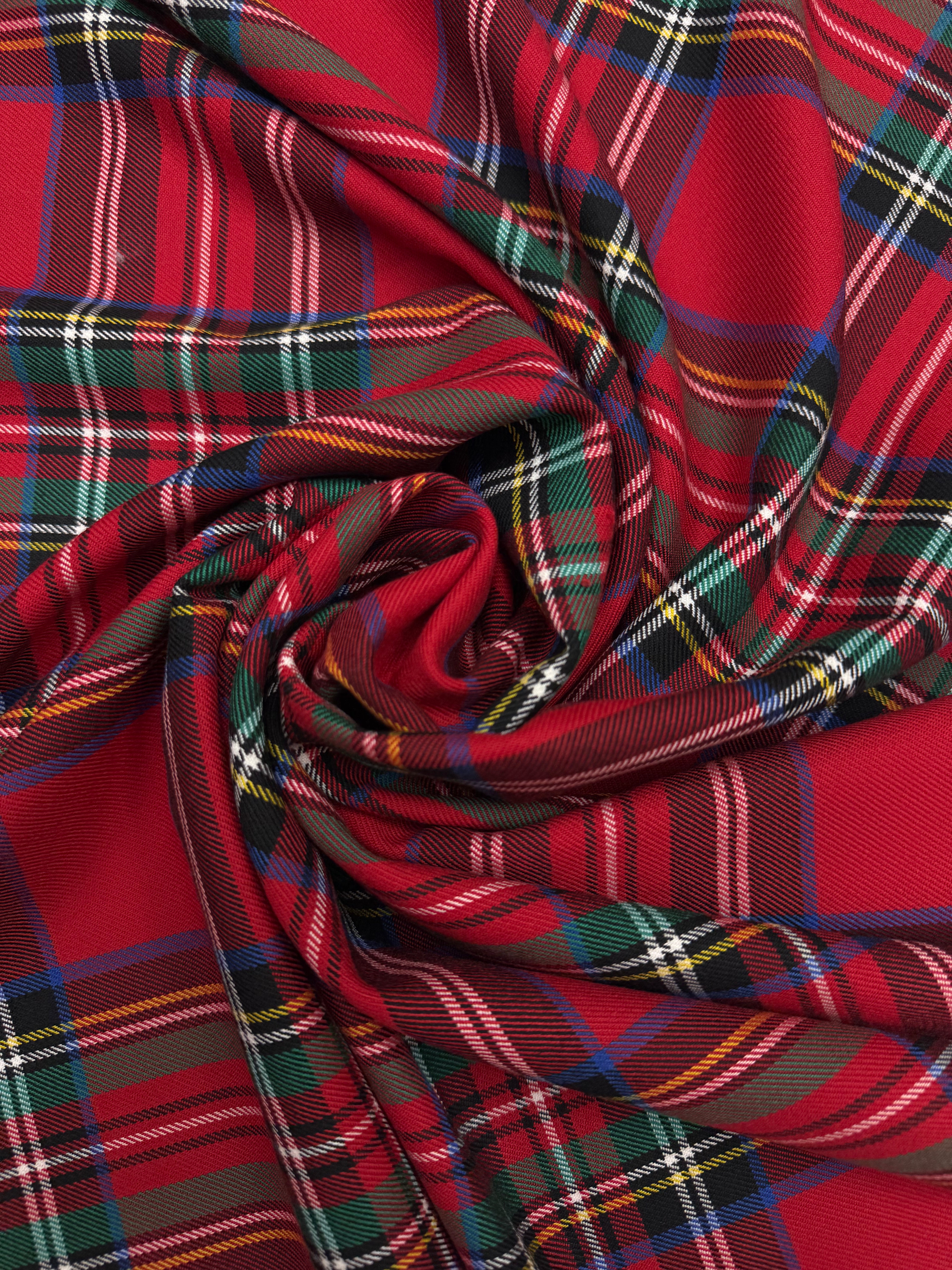 Geruite pantalon stof in viscose blend rood.