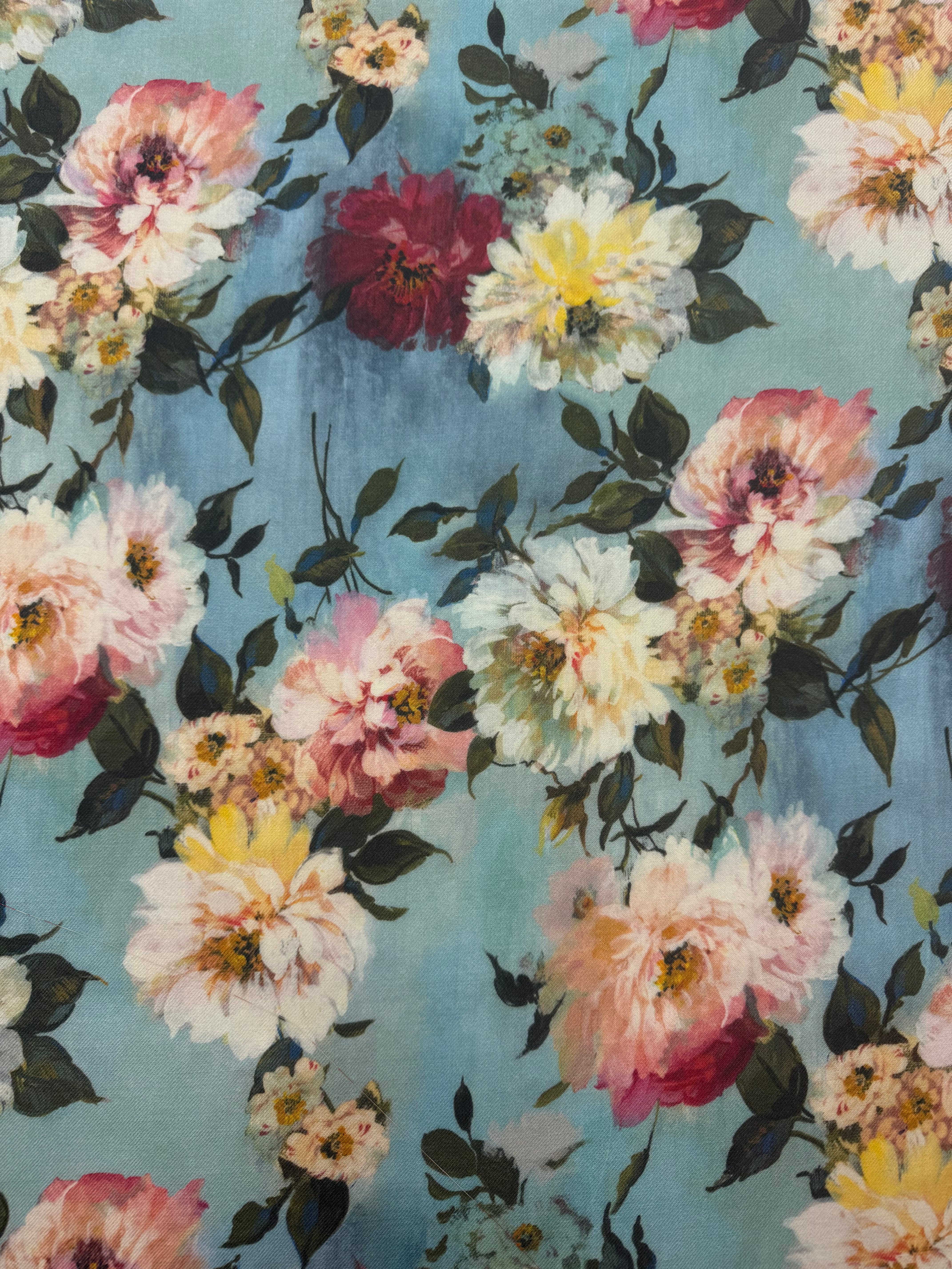 Wollen mousseline met florale print