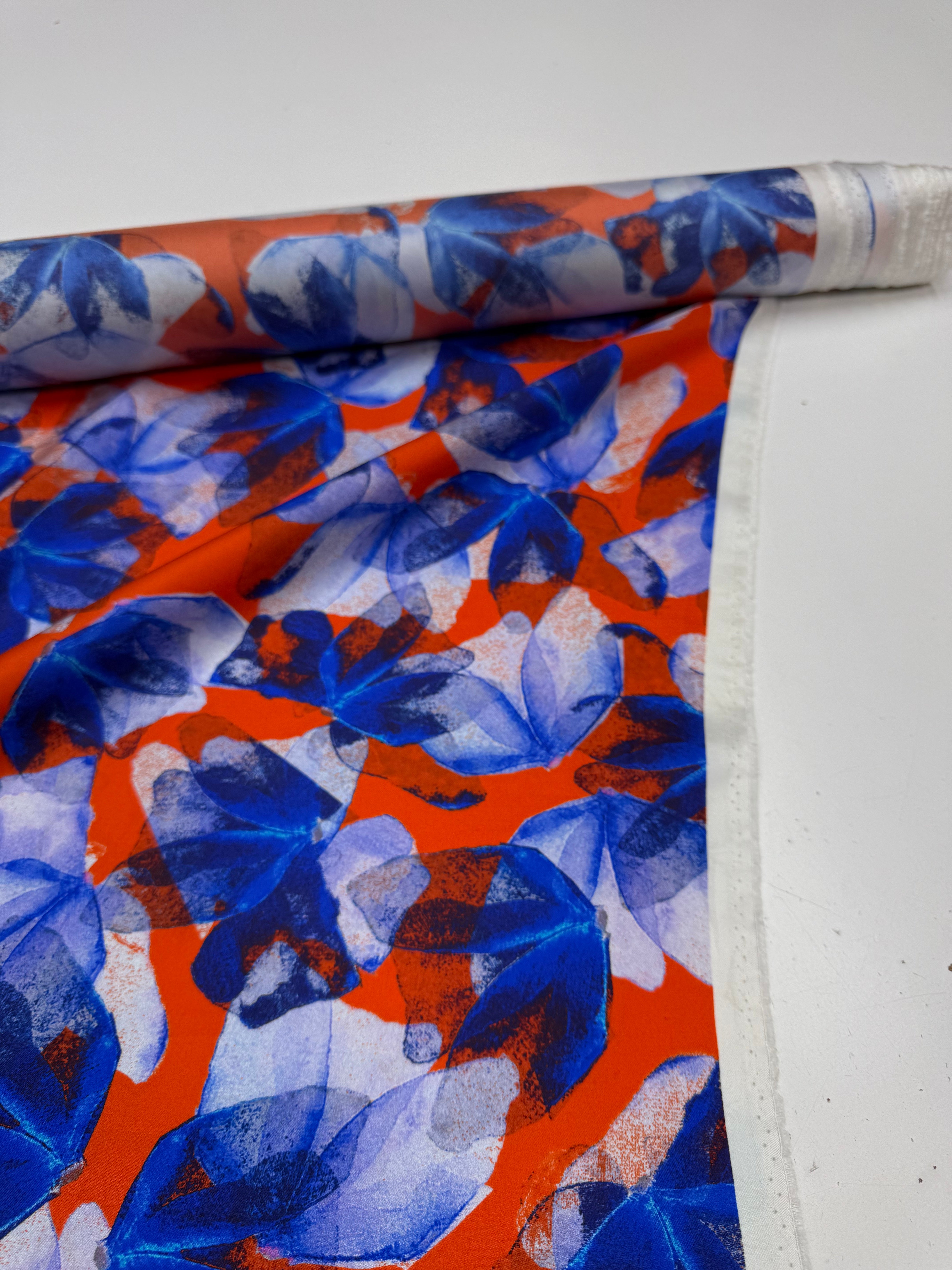 zijden twill floral orange blue