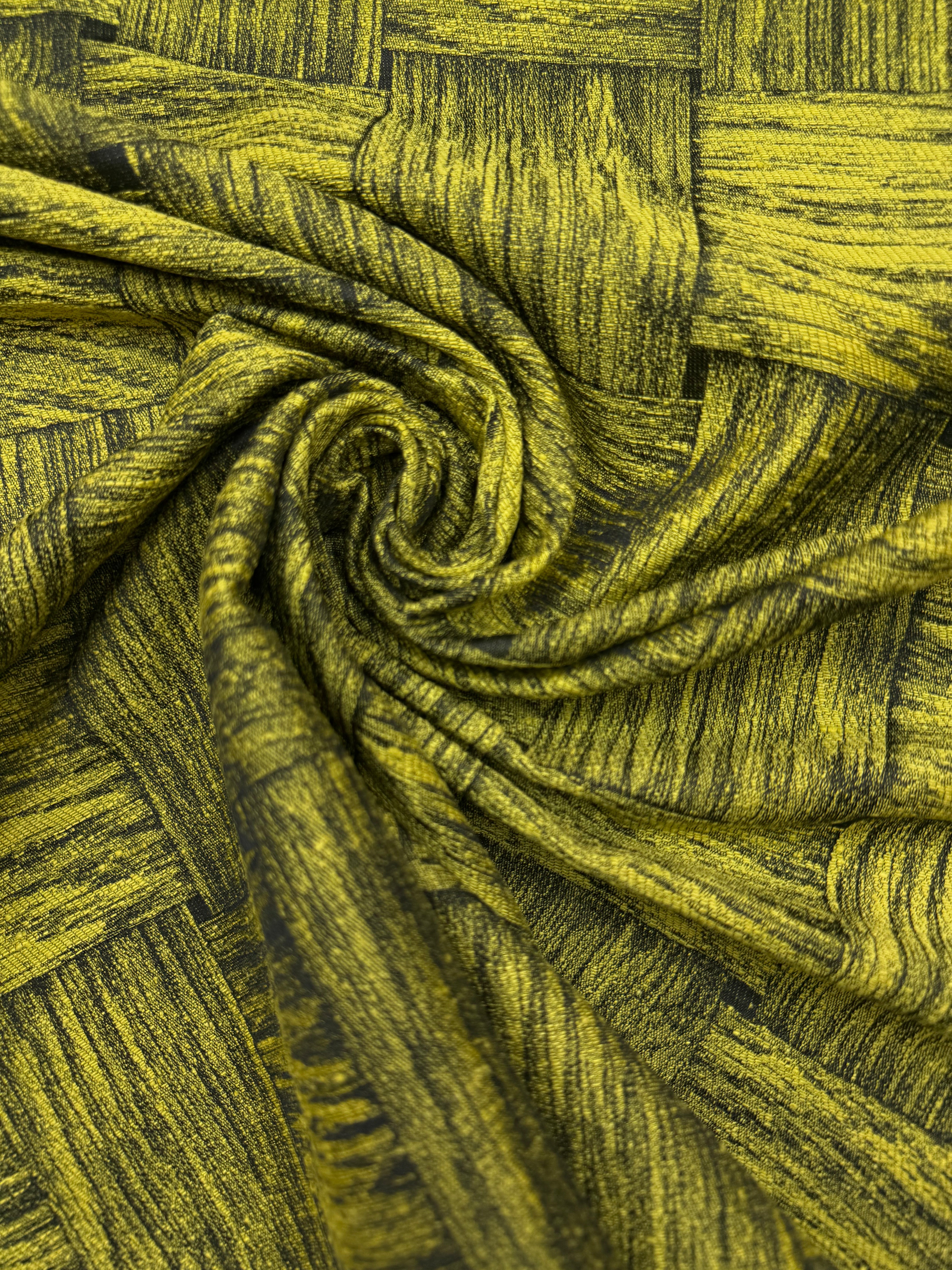 Jacquard zijden blend woven lime antraciet