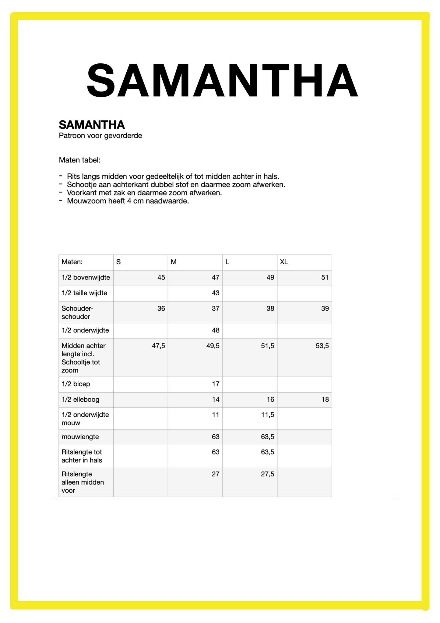 Patroon Samantha geprinte versie